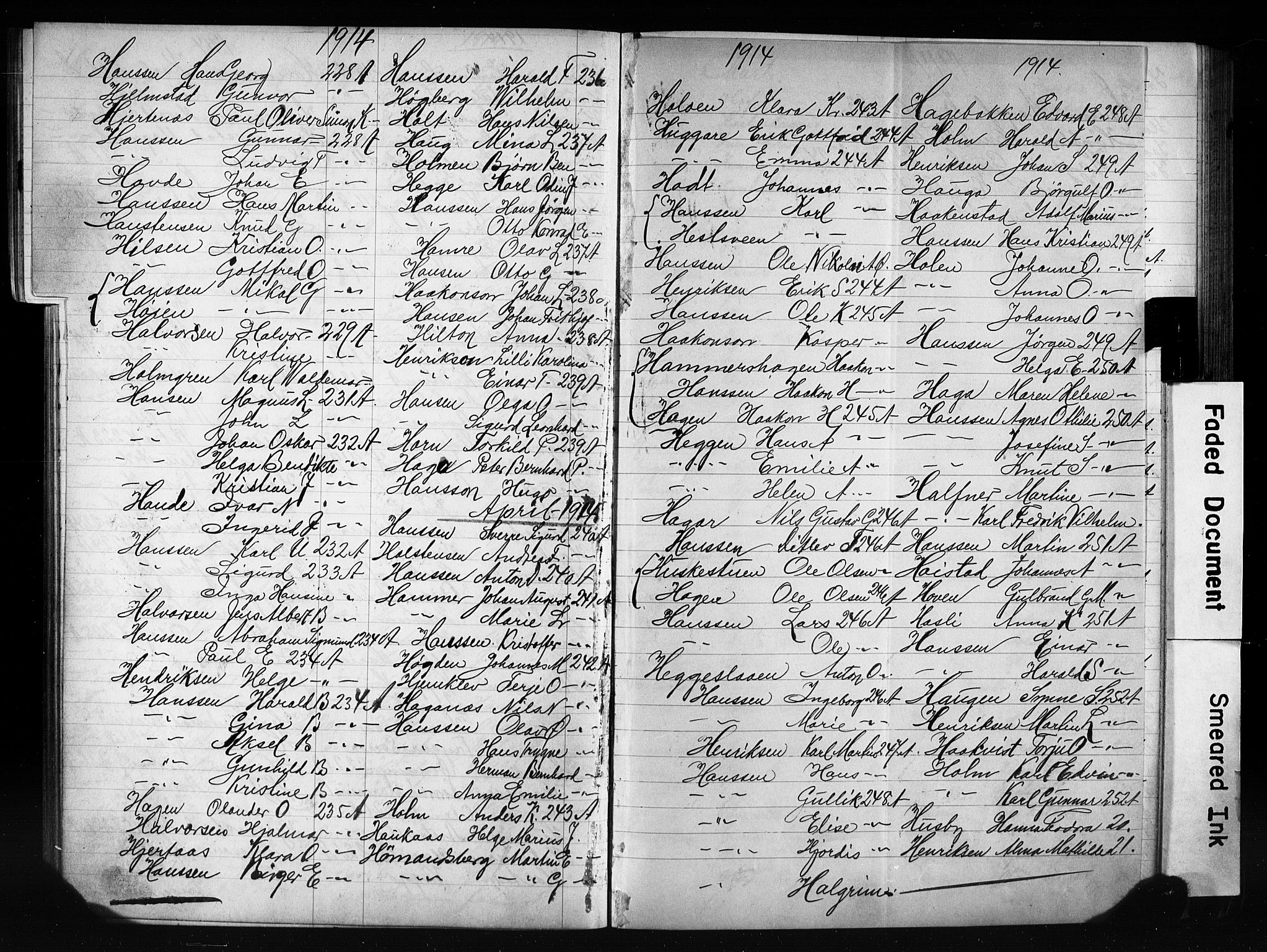 Oslo politidistrikt, AV/SAO-A-10085/E/Ee/Eefa/L0011: Register til emigrantprotokollene, 1910-1914