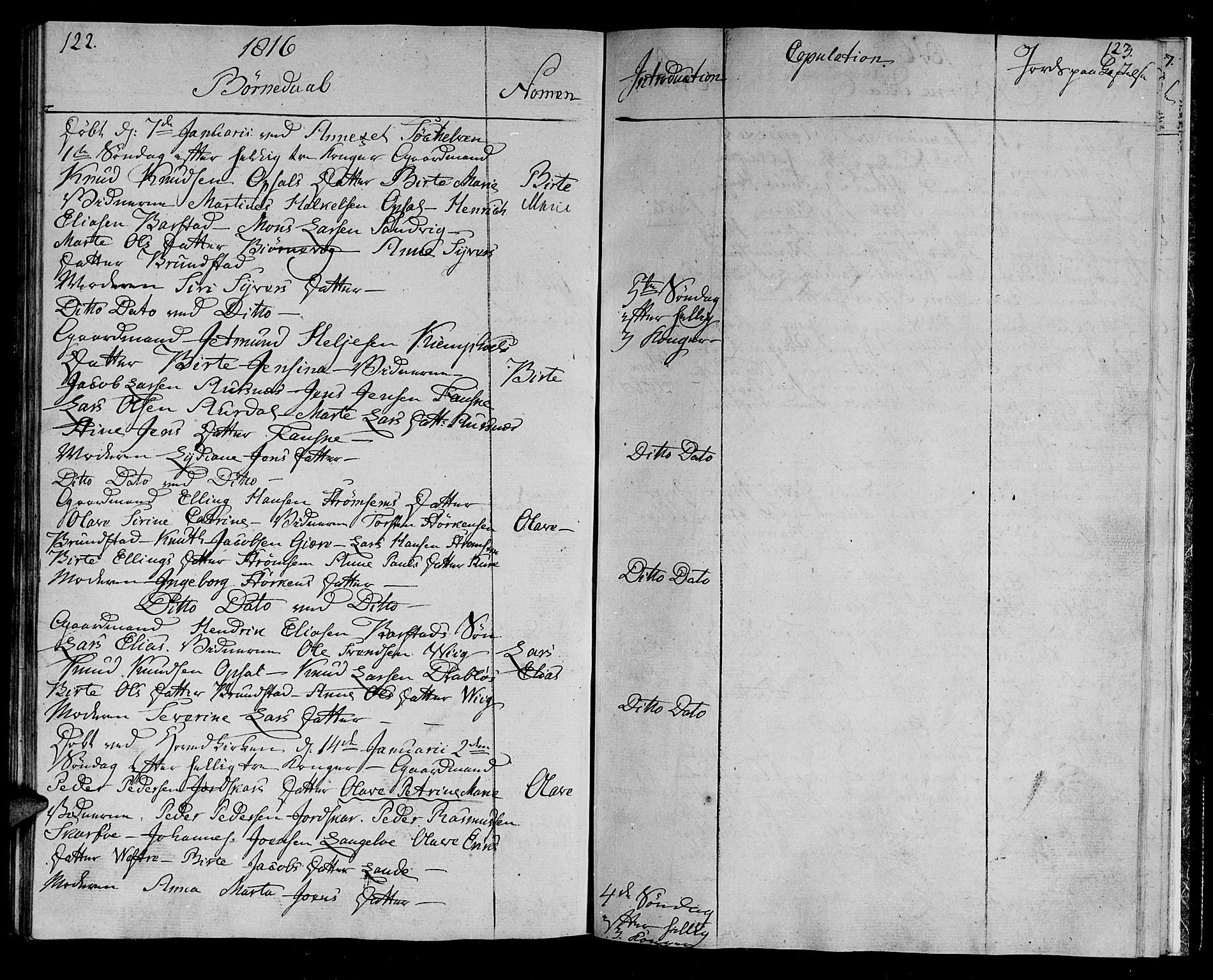 Ministerialprotokoller, klokkerbøker og fødselsregistre - Møre og Romsdal, SAT/A-1454/522/L0309: Parish register (official) no. 522A04, 1810-1816, p. 122-123