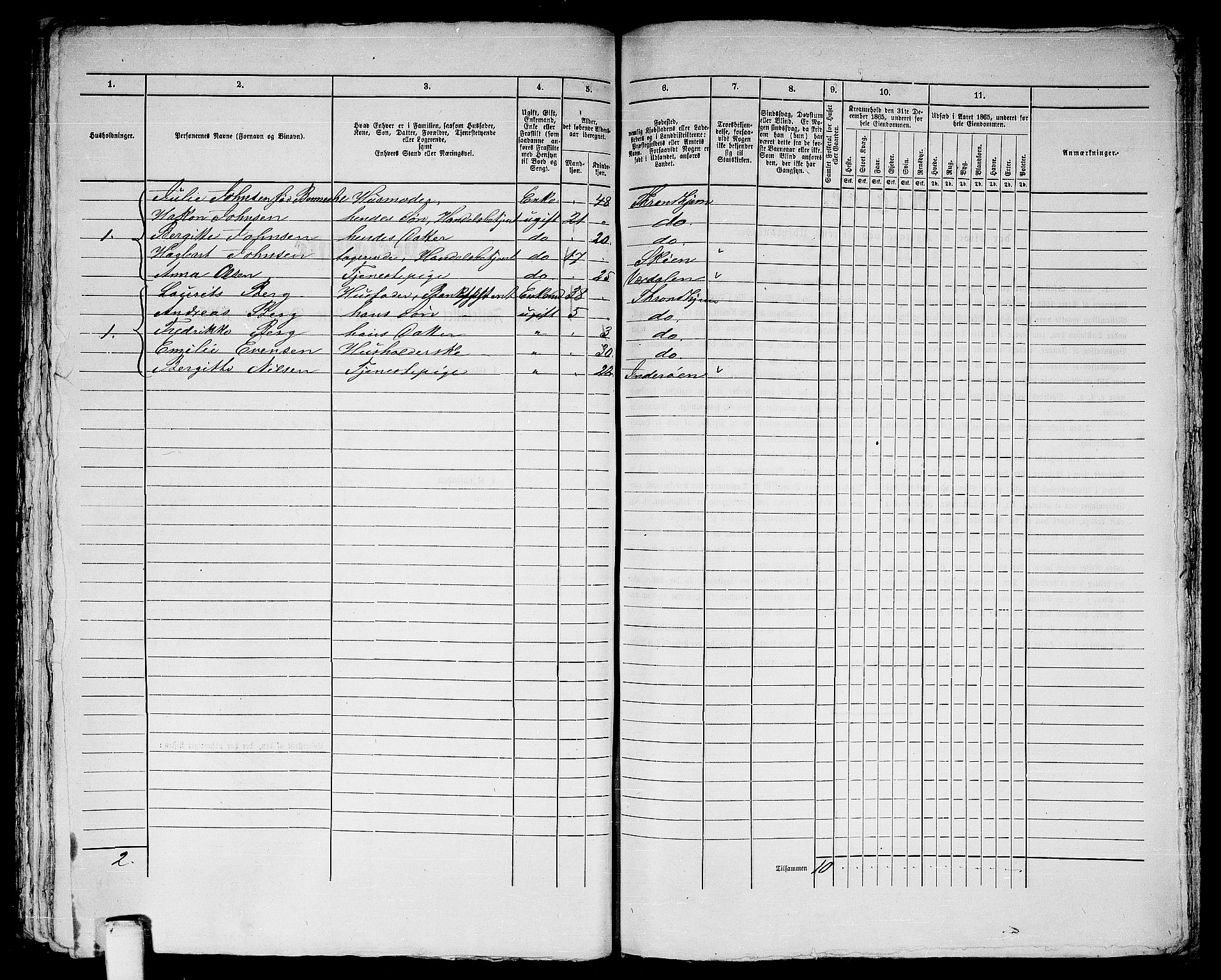 RA, 1865 census for Trondheim, 1865, p. 466