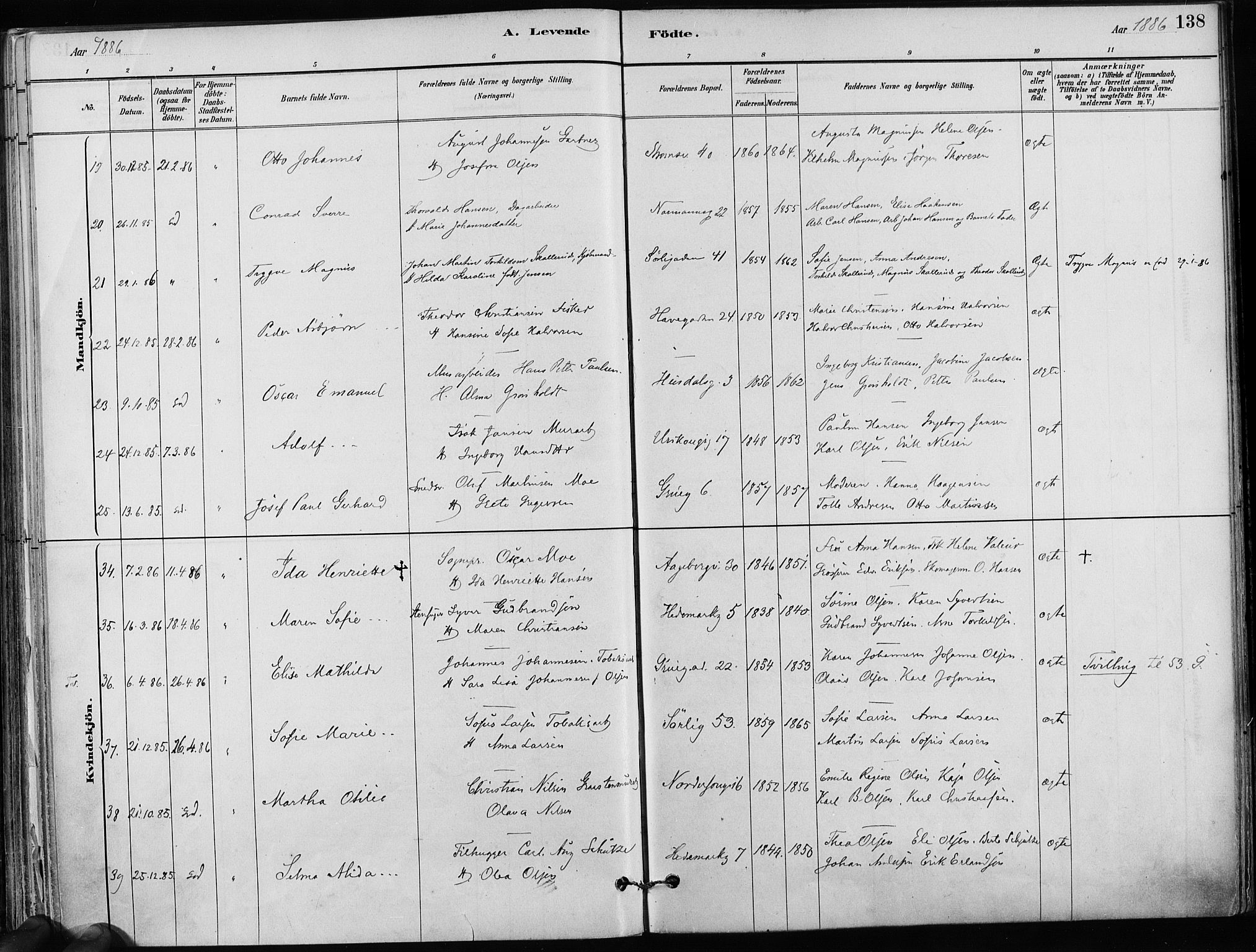 Kampen prestekontor Kirkebøker, AV/SAO-A-10853/F/Fa/L0001: Parish register (official) no. I 1, 1880-1886, p. 138