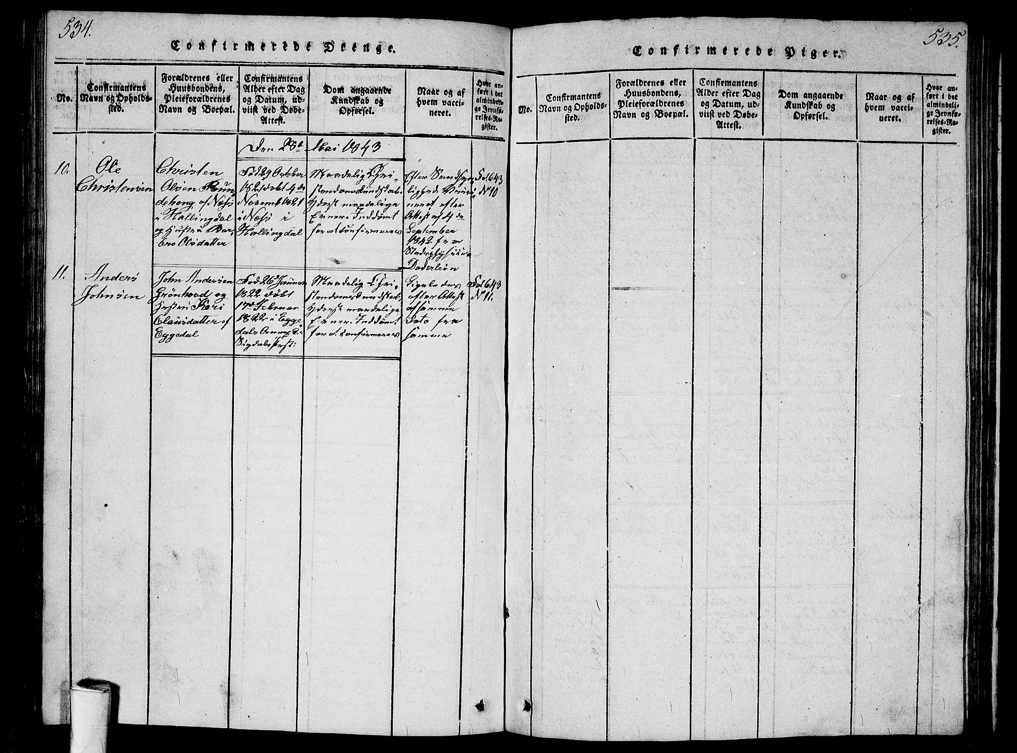 Kristiania tukthusprest Kirkebøker, AV/SAO-A-10881/G/Ga/L0001: Parish register (copy) no. 1, 1818-1857, p. 534-535