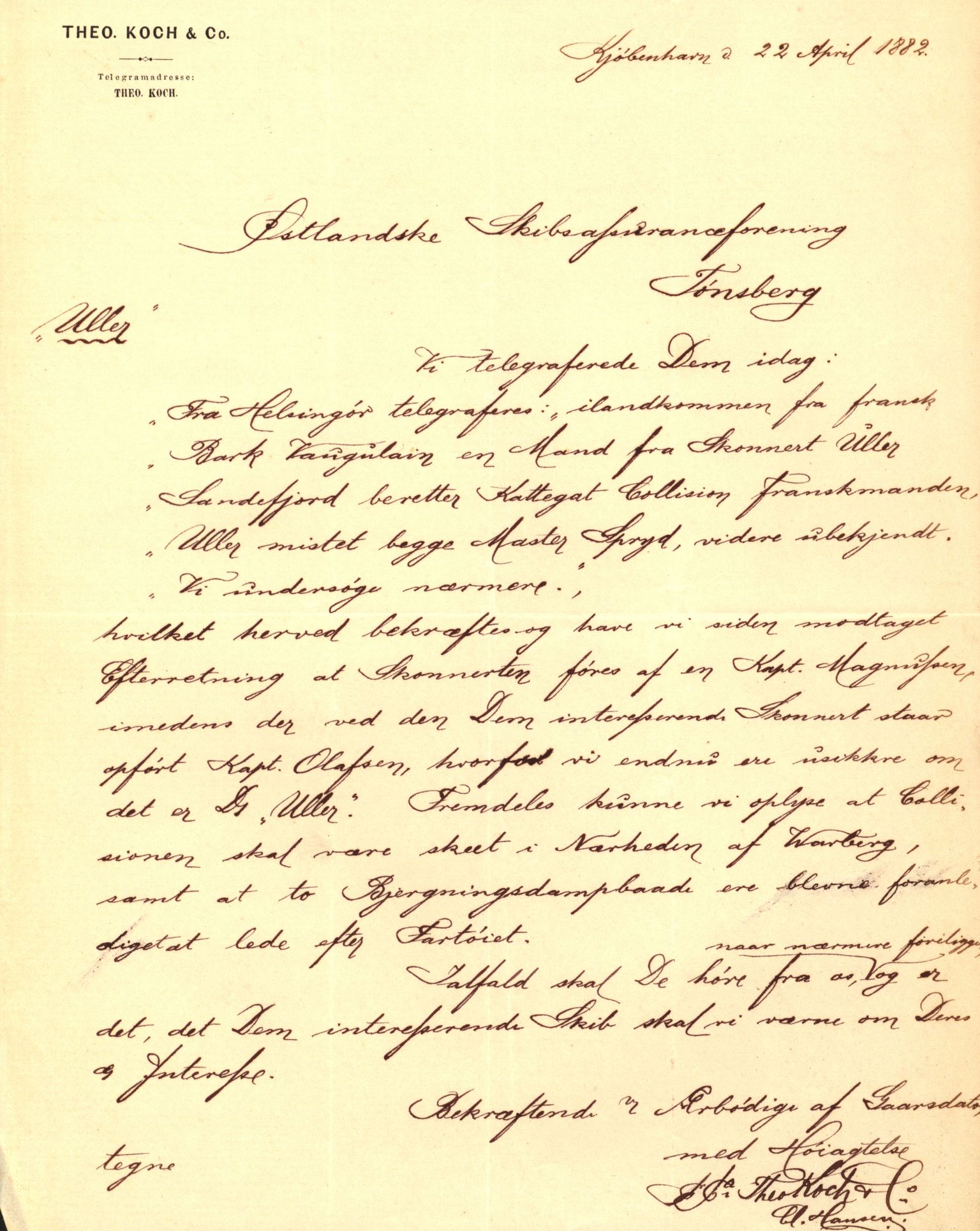 Pa 63 - Østlandske skibsassuranceforening, VEMU/A-1079/G/Ga/L0014/0011: Havaridokumenter / Agra, Anna, Jorsalfarer, Alfen, Uller, Solon, 1882, p. 106