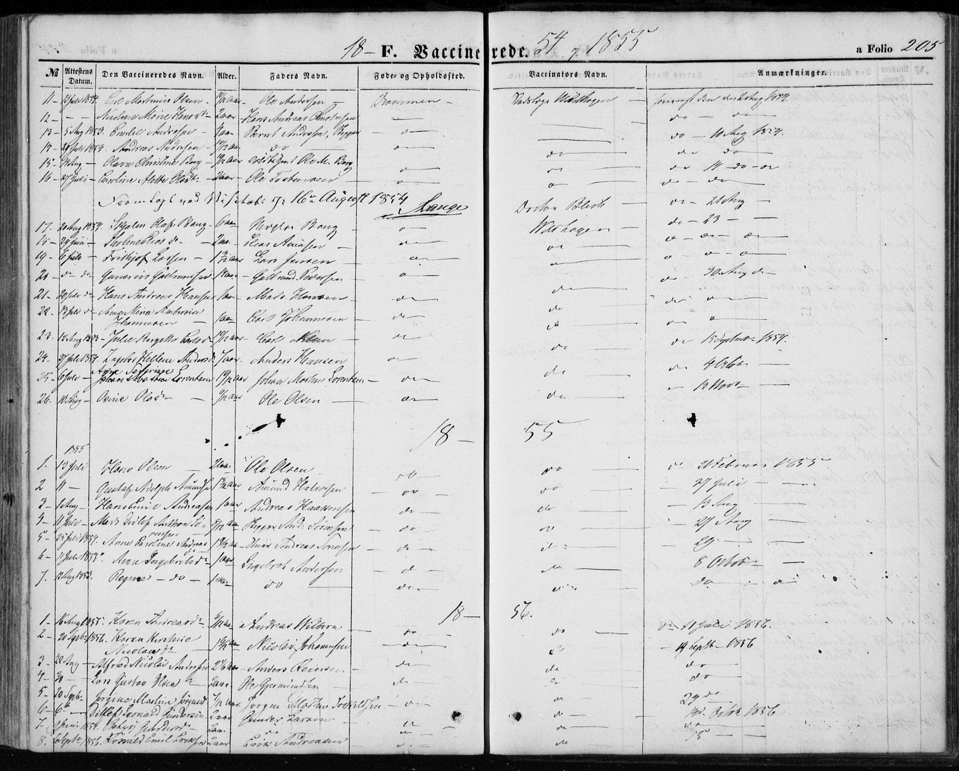 Strømsø kirkebøker, SAKO/A-246/F/Fa/L0017: Parish register (official) no. I 17, 1848-1865, p. 205