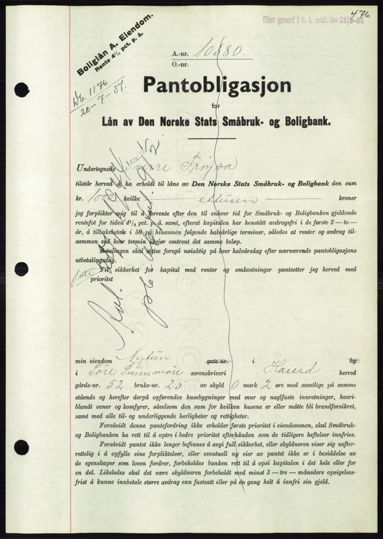 Søre Sunnmøre sorenskriveri, AV/SAT-A-4122/1/2/2C/L0063: Mortgage book no. 57, 1937-1937, Diary no: : 1176/1937