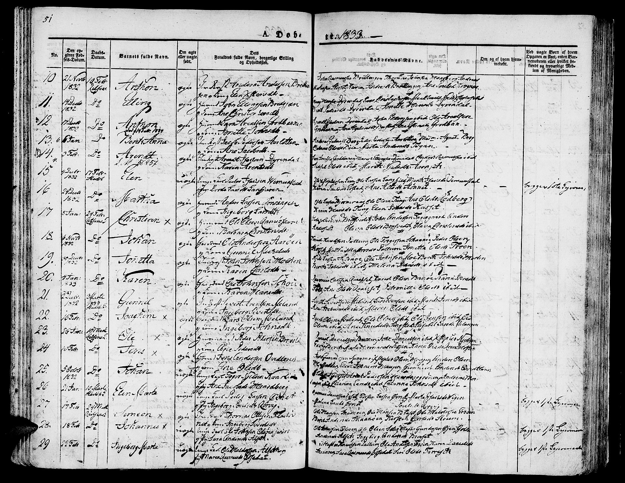 Ministerialprotokoller, klokkerbøker og fødselsregistre - Sør-Trøndelag, SAT/A-1456/646/L0609: Parish register (official) no. 646A07, 1826-1838, p. 51
