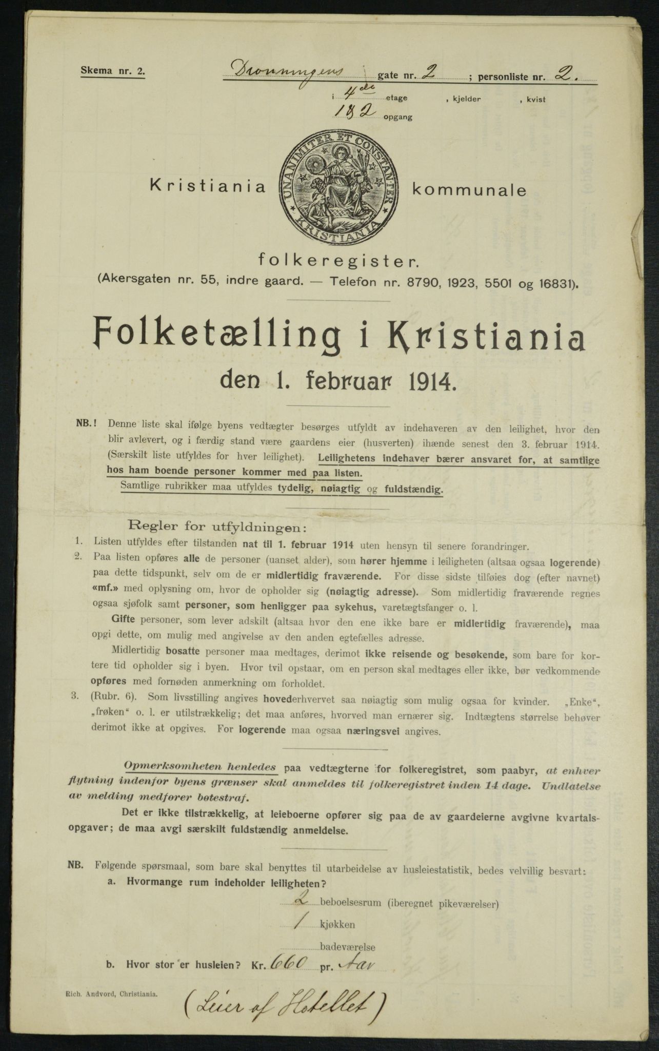 OBA, Municipal Census 1914 for Kristiania, 1914, p. 17394