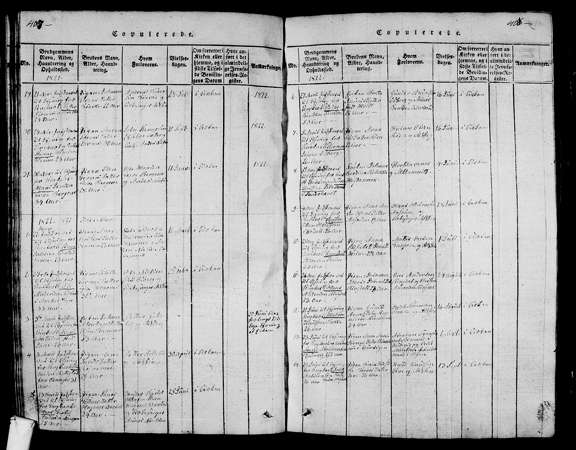 Hedrum kirkebøker, SAKO/A-344/G/Ga/L0003: Parish register (copy) no. I 3, 1817-1835, p. 407-408