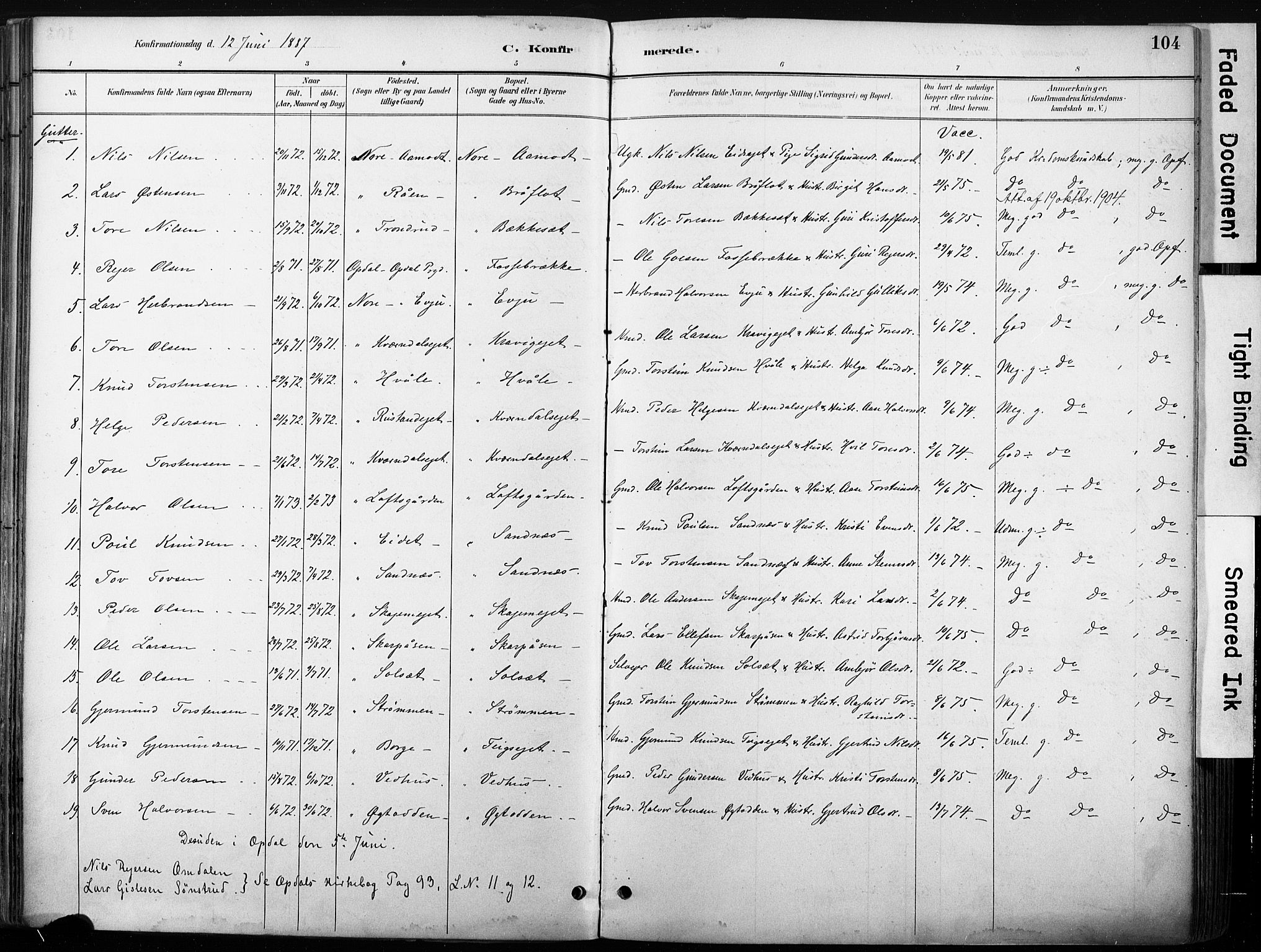 Nore kirkebøker, SAKO/A-238/F/Fb/L0002: Parish register (official) no. II 2, 1886-1906, p. 104