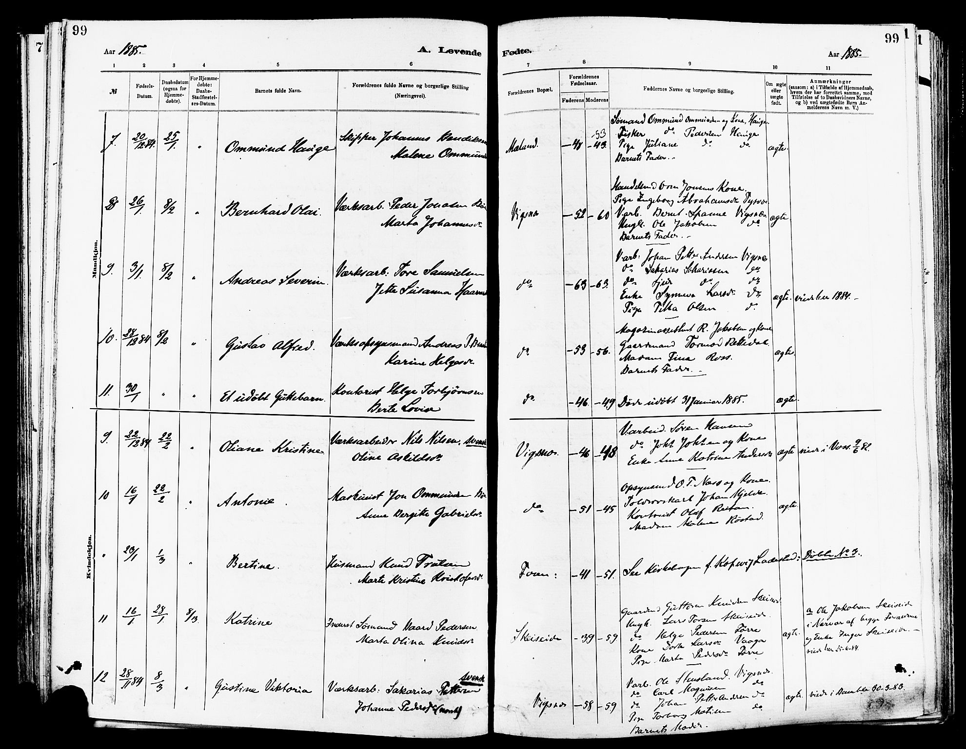 Avaldsnes sokneprestkontor, AV/SAST-A -101851/H/Ha/Haa/L0014: Parish register (official) no. A 14, 1880-1889, p. 99