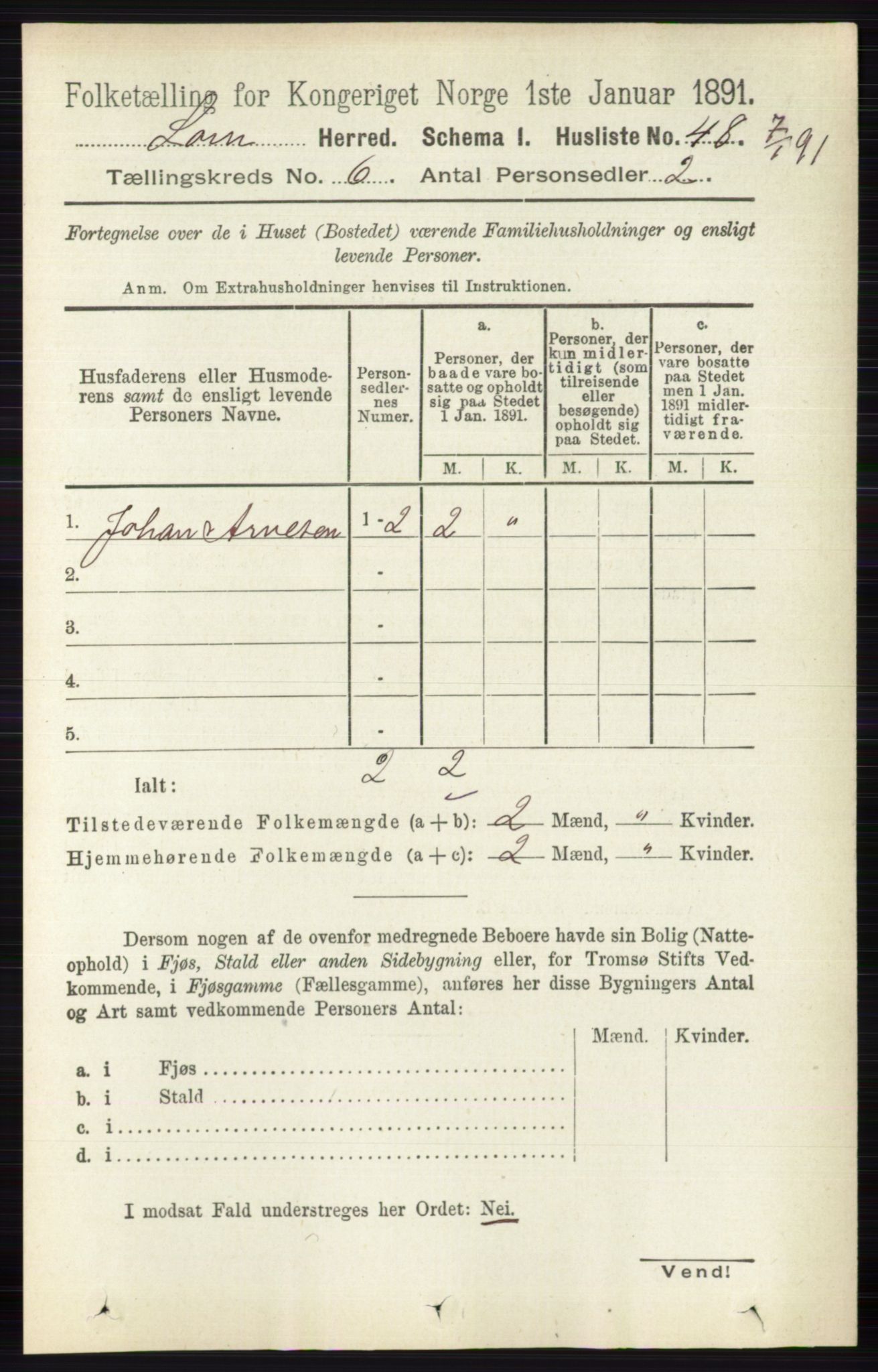 RA, 1891 census for 0514 Lom, 1891, p. 2351