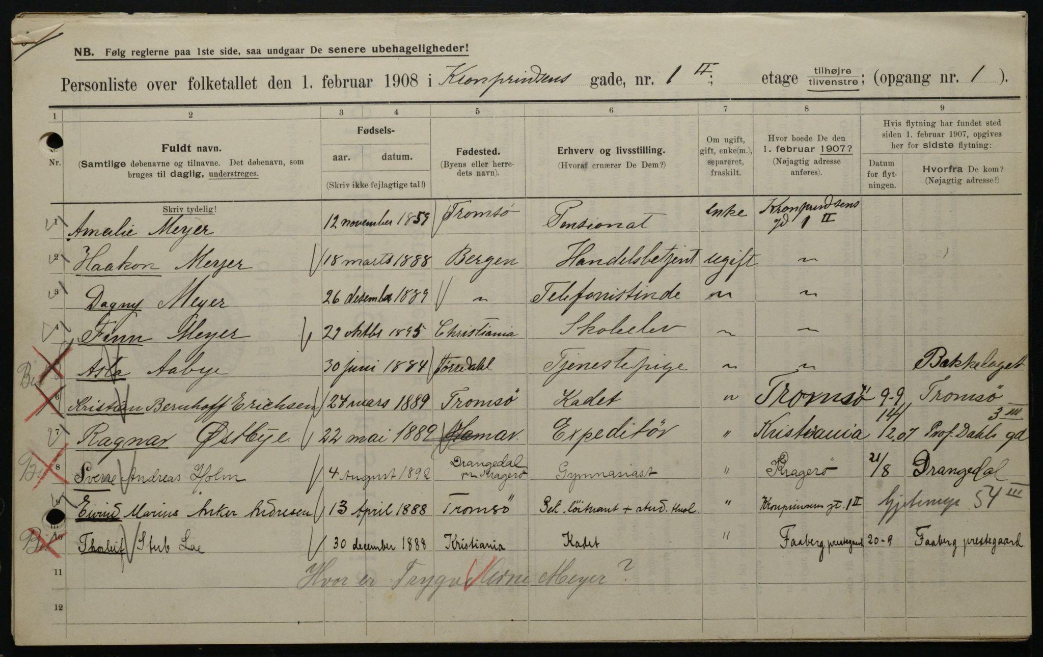 OBA, Municipal Census 1908 for Kristiania, 1908, p. 48811