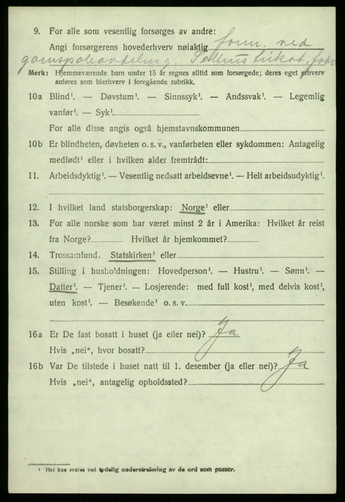 SAB, 1920 census for Åsane, 1920, p. 1126