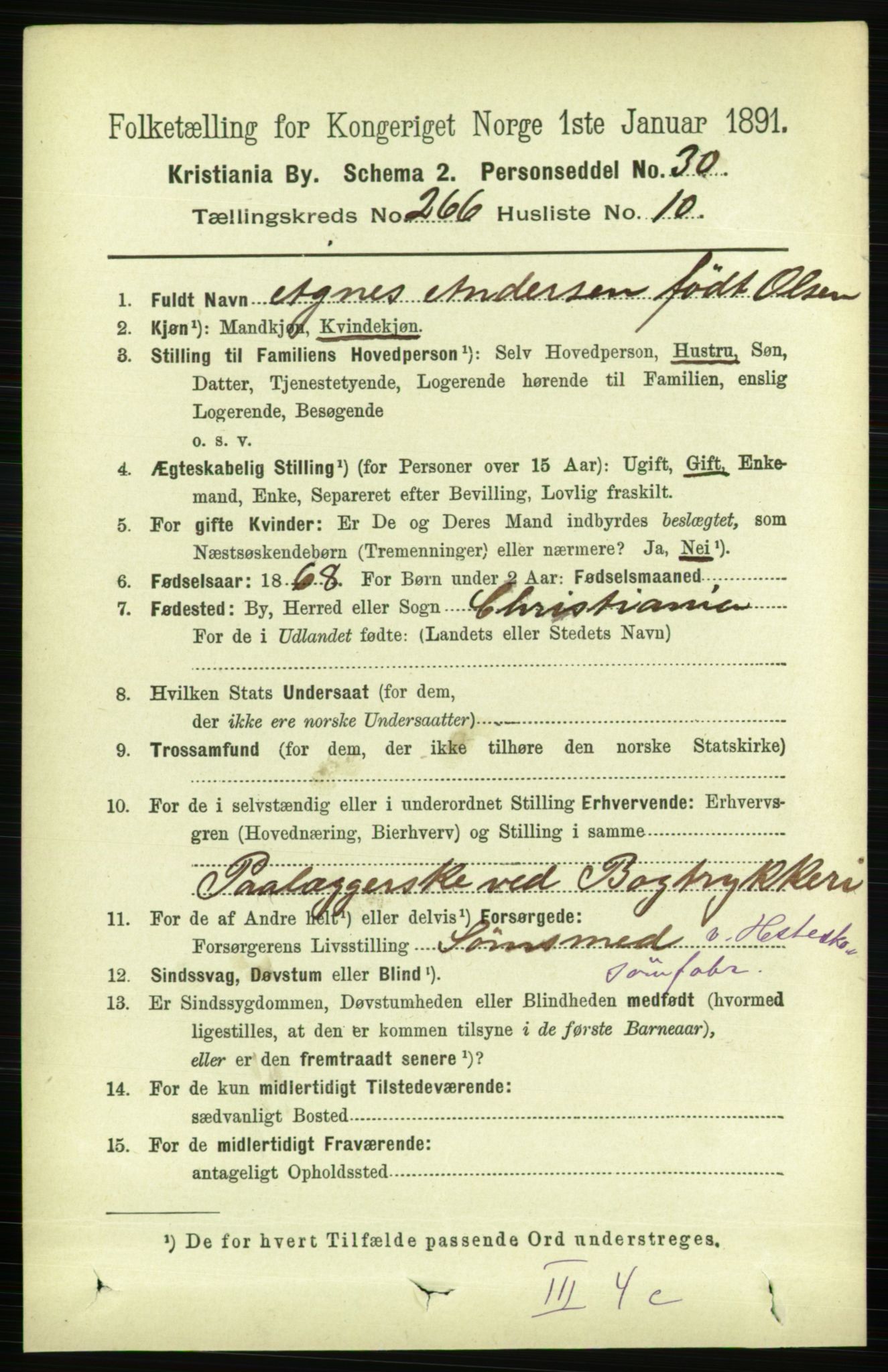 RA, 1891 census for 0301 Kristiania, 1891, p. 161455