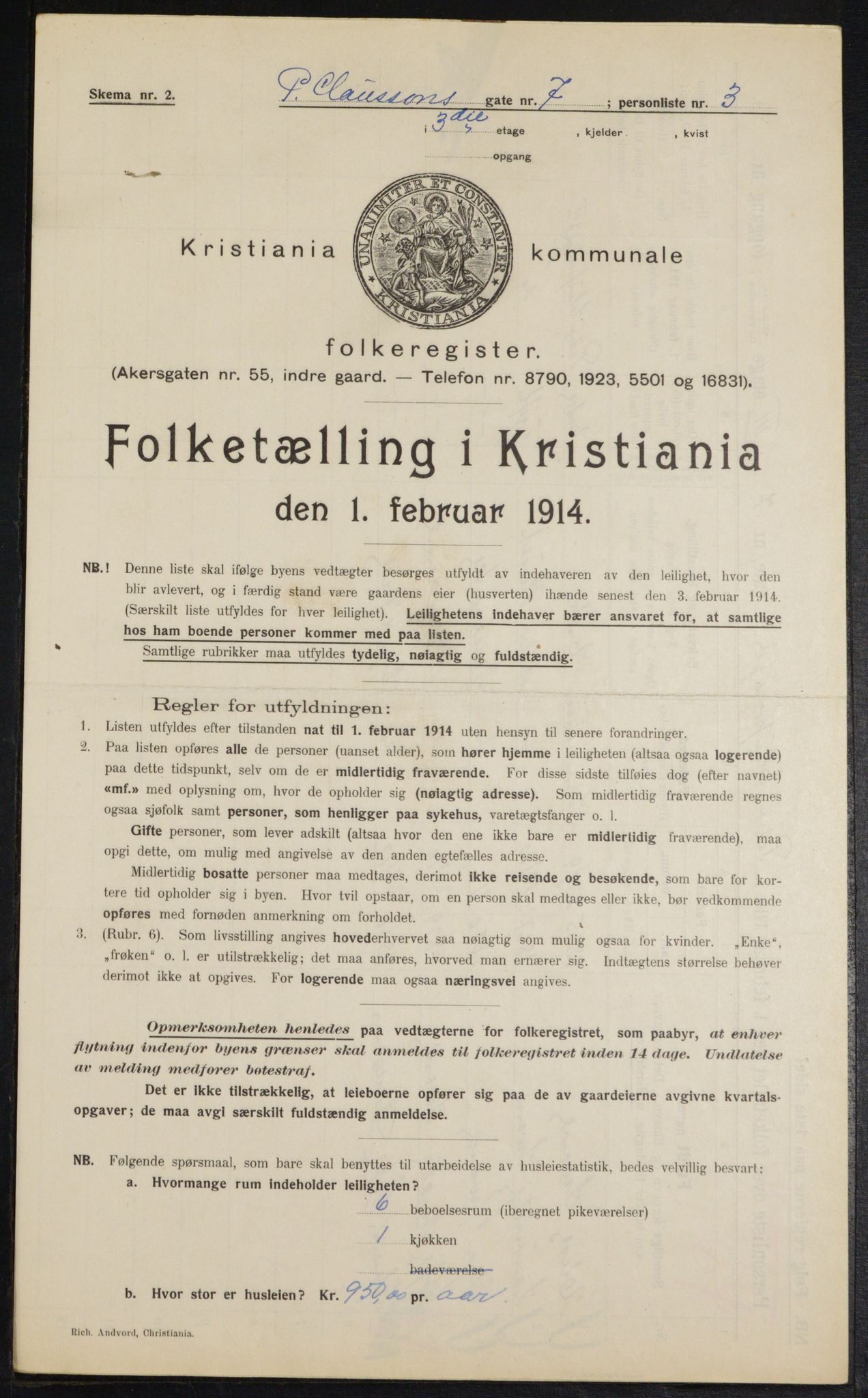 OBA, Municipal Census 1914 for Kristiania, 1914, p. 78851