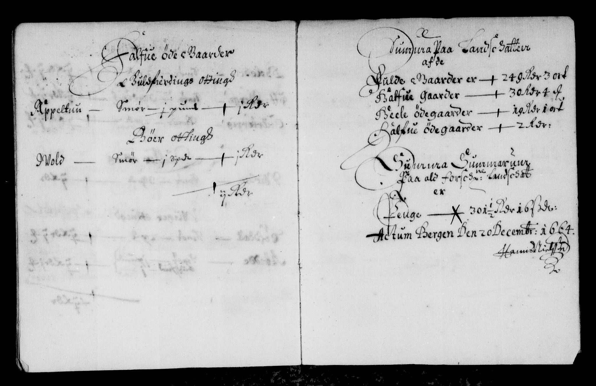 Rentekammeret inntil 1814, Reviderte regnskaper, Stiftamtstueregnskaper, Bergen stiftamt, RA/EA-6043/R/Rc/L0012: Bergen stiftamt, 1664