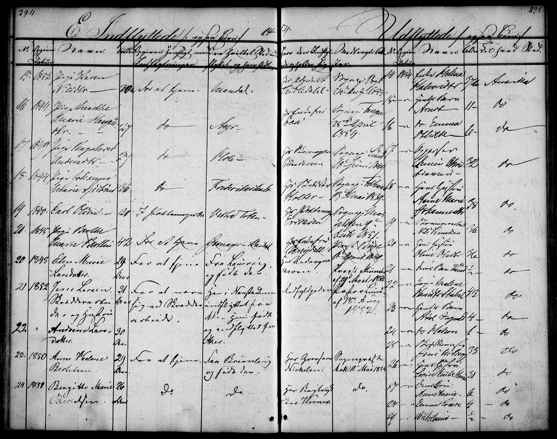Oslo domkirke Kirkebøker, AV/SAO-A-10752/F/Fa/L0028: Parish register (official) no. 28, 1840-1876, p. 294-295