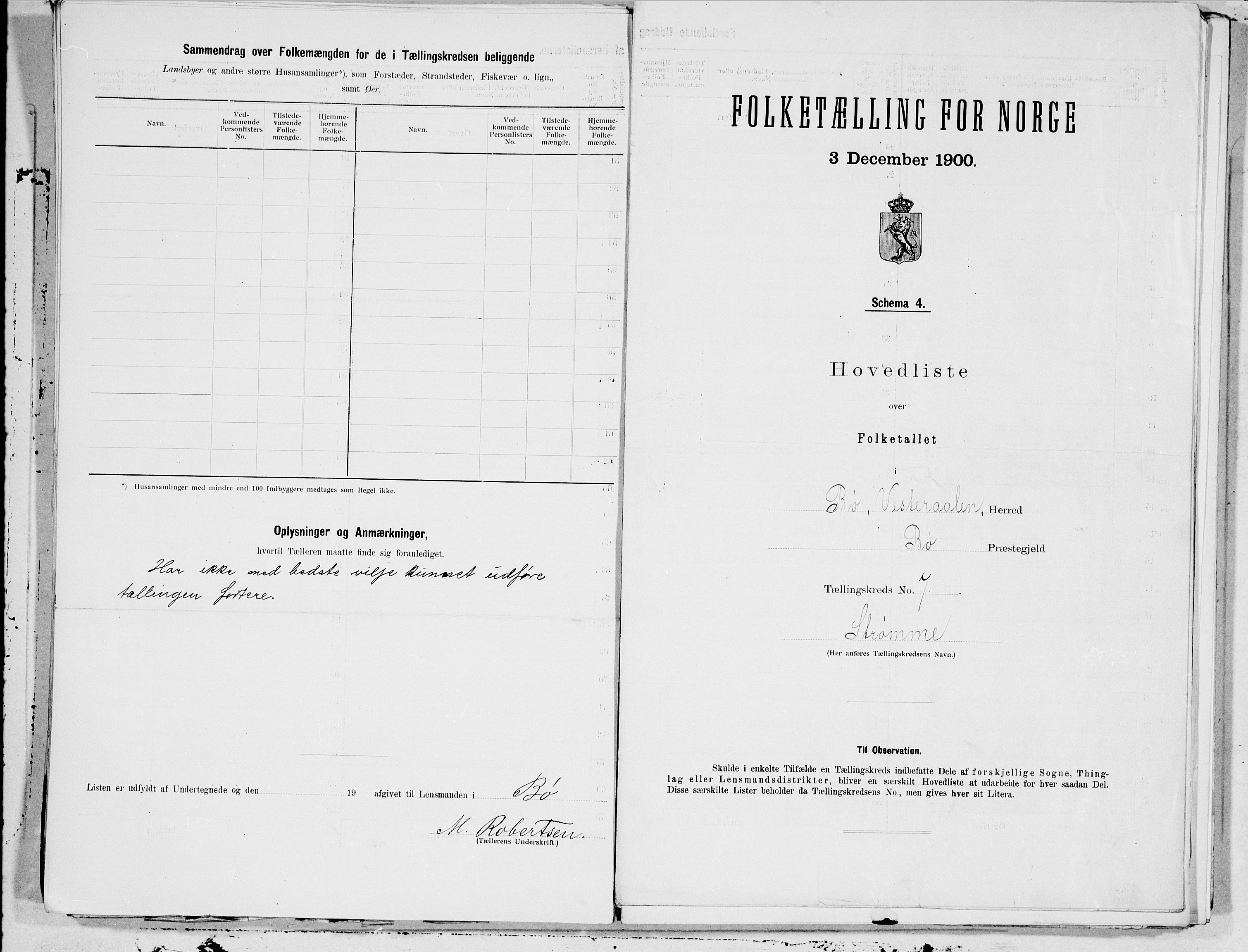 SAT, 1900 census for Bø, 1900, p. 14