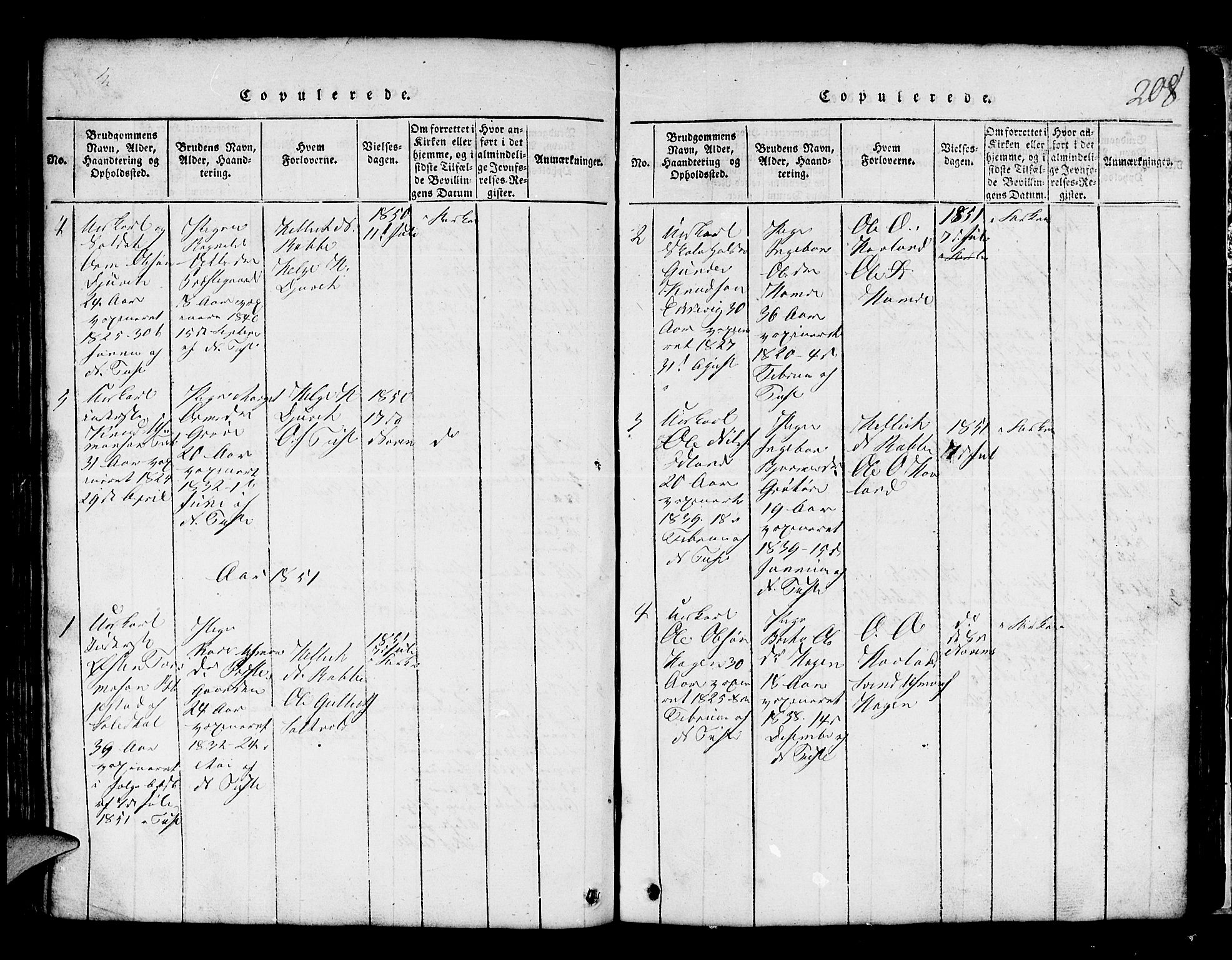 Røldal sokneprestembete, SAB/A-100247: Parish register (copy) no. A 1, 1817-1860, p. 208