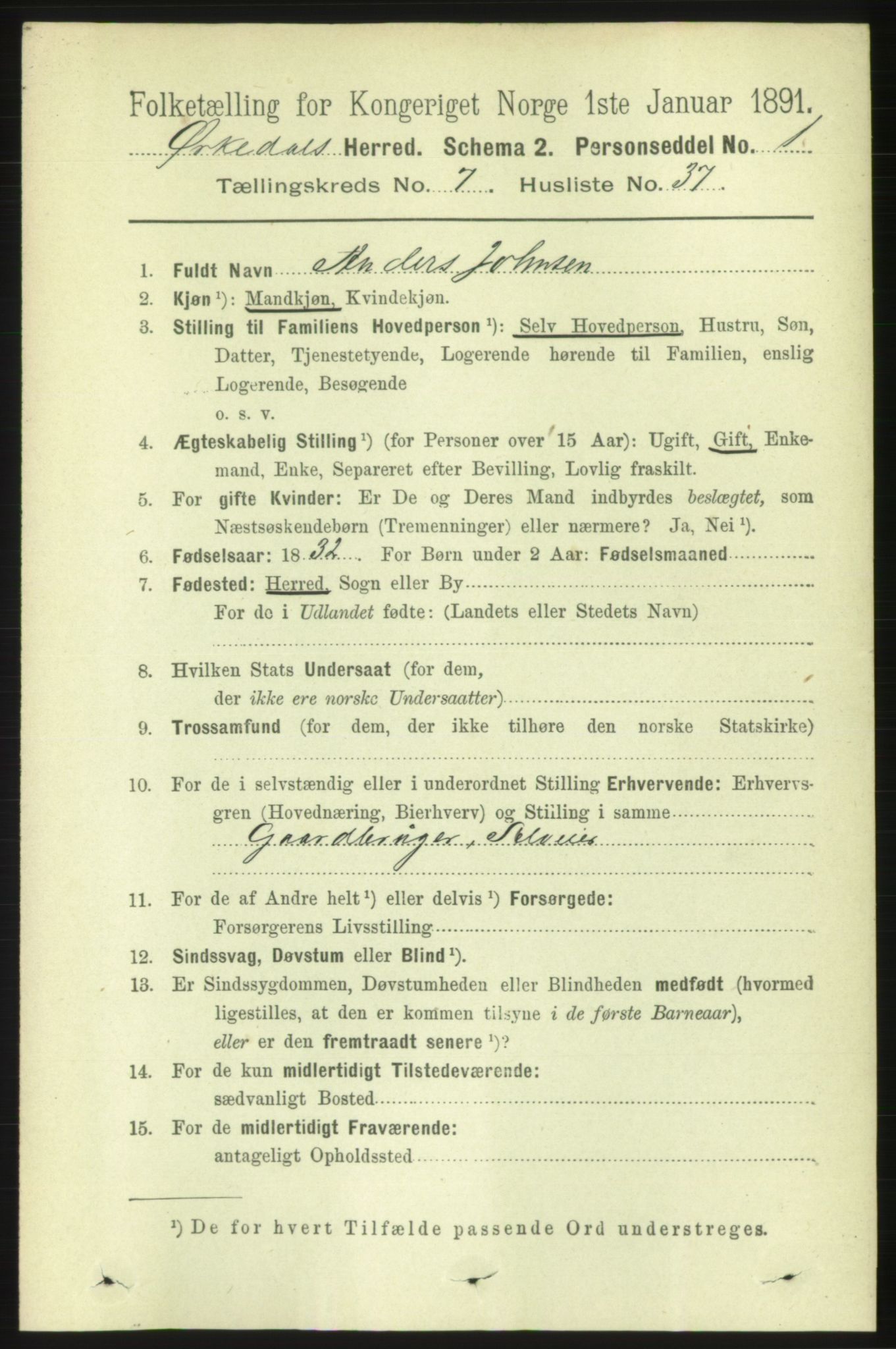 RA, 1891 census for 1638 Orkdal, 1891, p. 3650