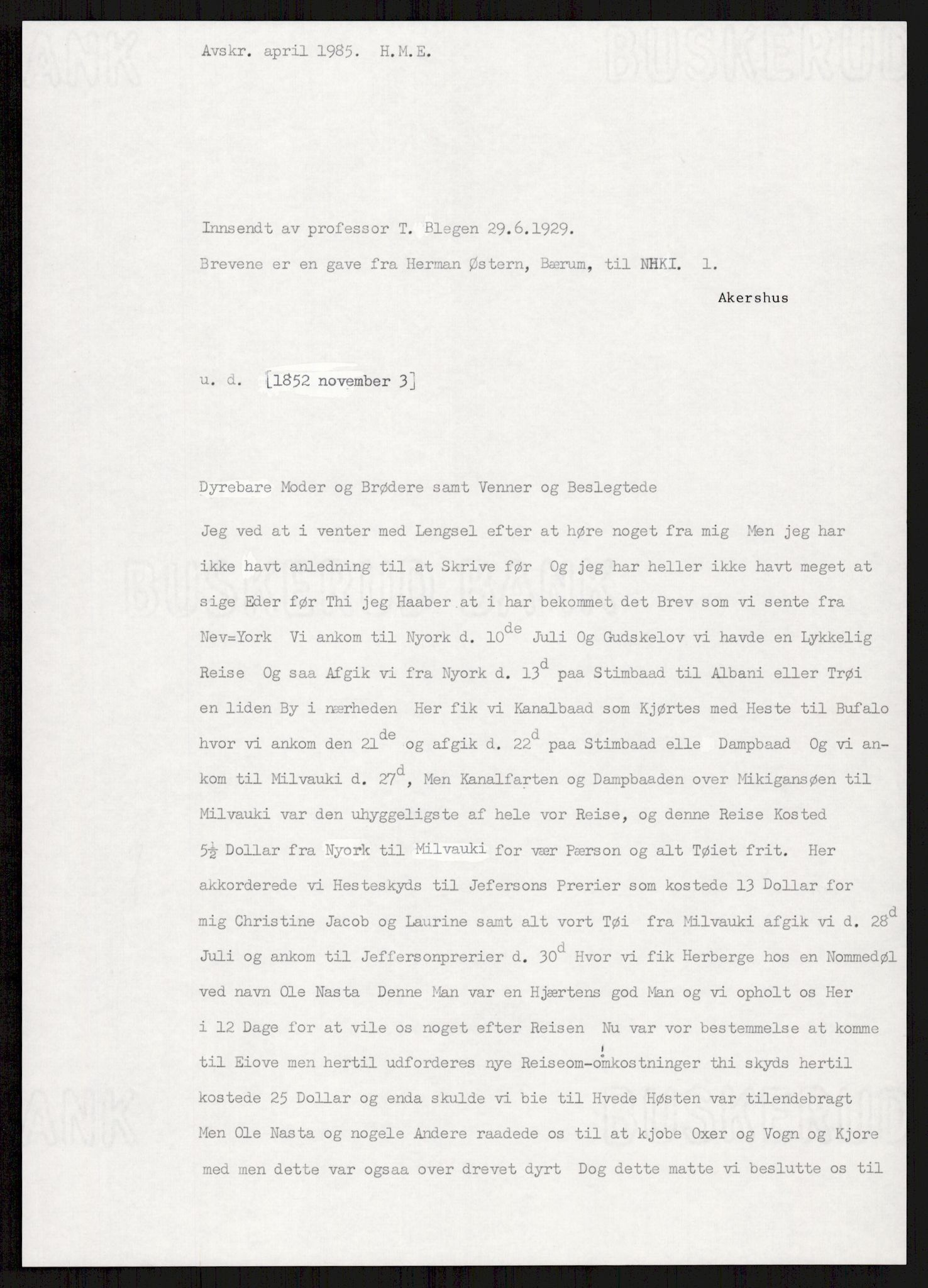 Samlinger til kildeutgivelse, Amerikabrevene, AV/RA-EA-4057/F/L0004: Innlån fra Akershus: Amundsenarkivet - Breen, 1838-1914, p. 76