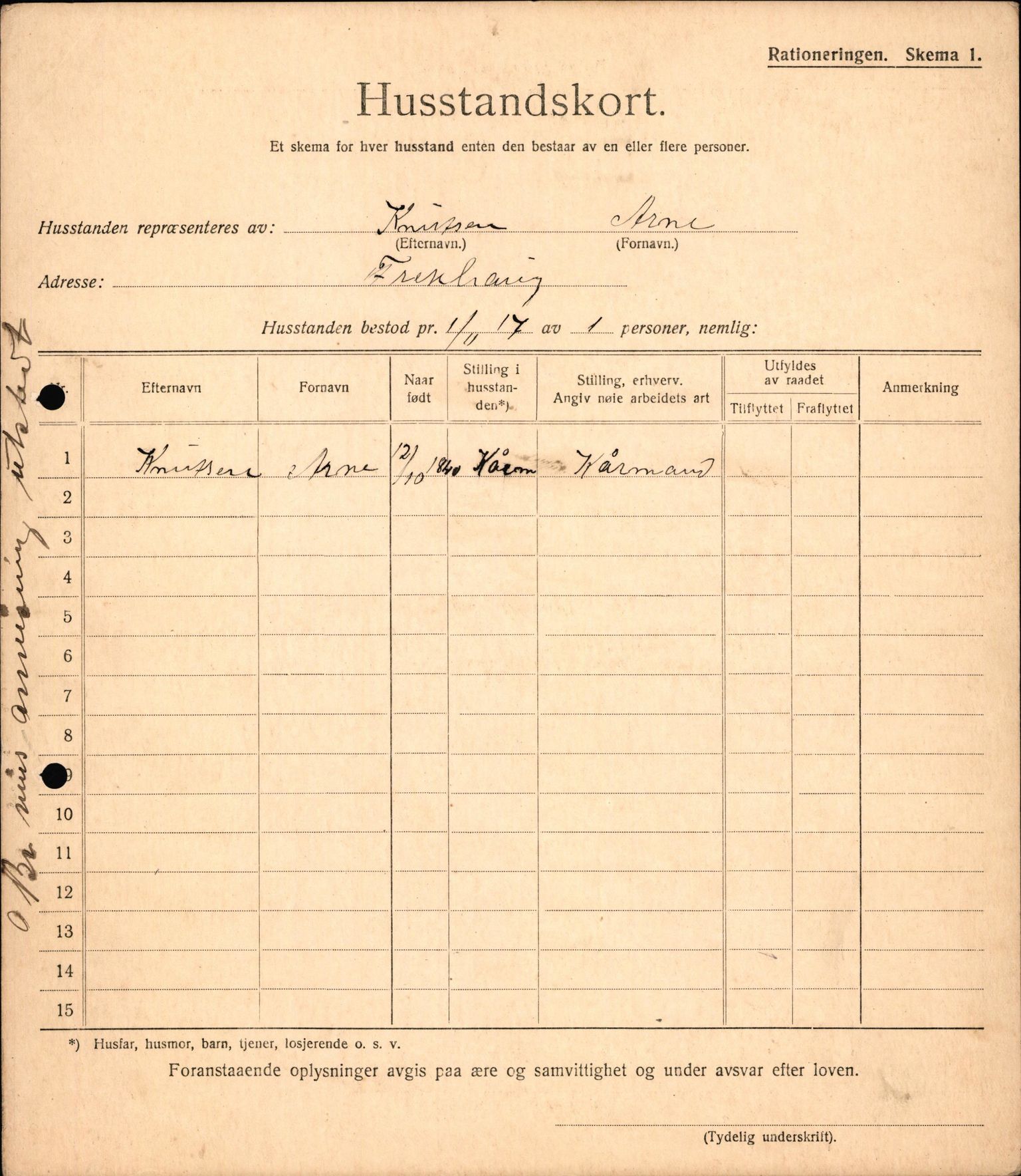 IKAH, Meland kommune, Provianteringsrådet, Husstander per 01.11.1917, 1917-1918, p. 160