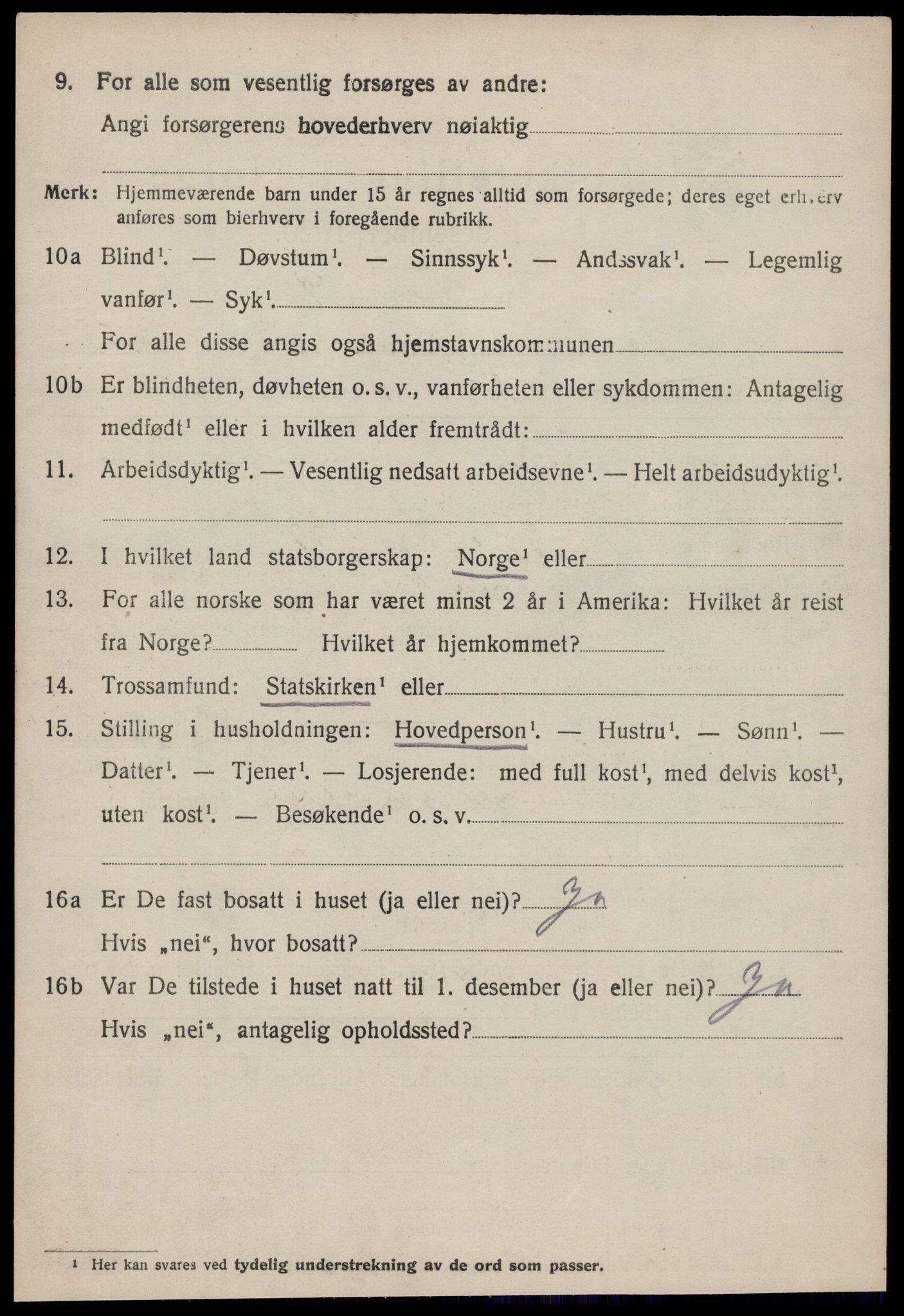 SAT, 1920 census for Hustad, 1920, p. 1536