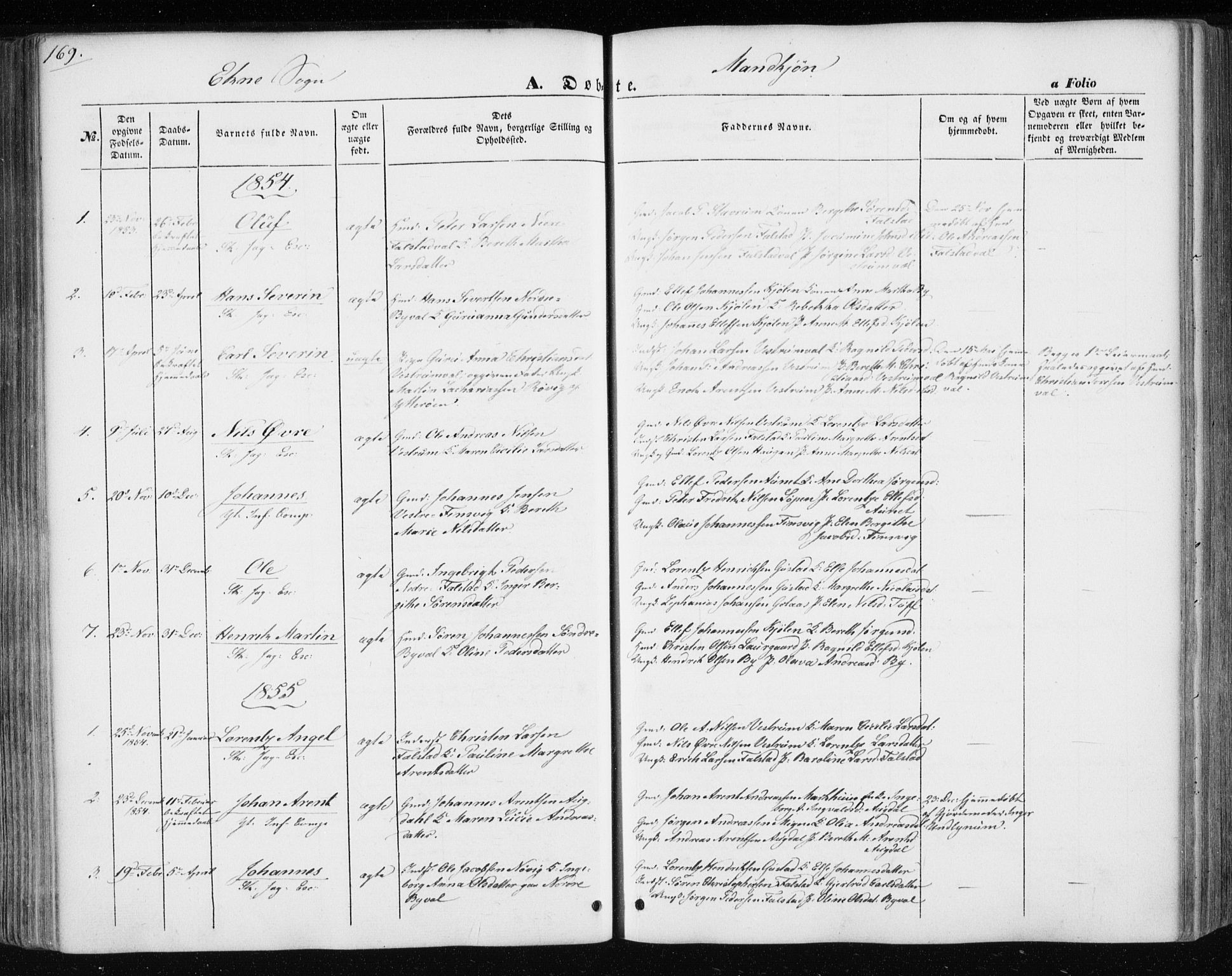 Ministerialprotokoller, klokkerbøker og fødselsregistre - Nord-Trøndelag, SAT/A-1458/717/L0154: Parish register (official) no. 717A07 /3, 1850-1862, p. 169