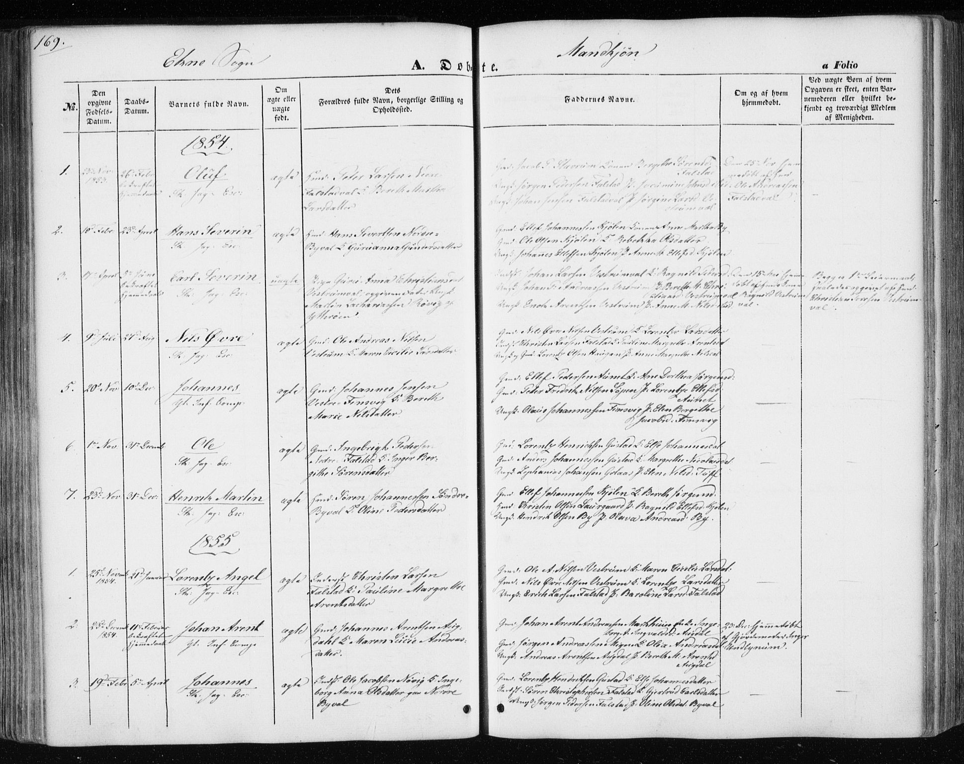 Ministerialprotokoller, klokkerbøker og fødselsregistre - Nord-Trøndelag, AV/SAT-A-1458/717/L0154: Parish register (official) no. 717A07 /3, 1850-1862, p. 169