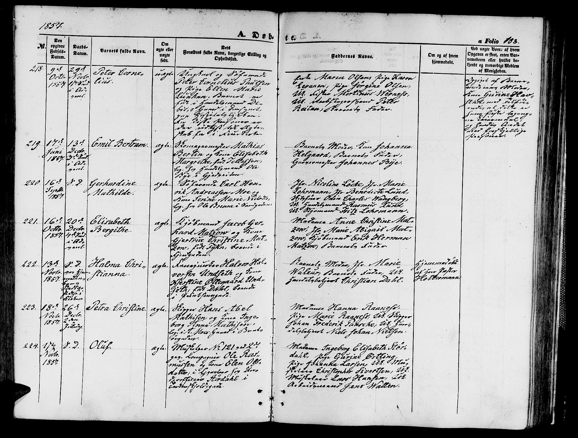 Ministerialprotokoller, klokkerbøker og fødselsregistre - Sør-Trøndelag, SAT/A-1456/602/L0138: Parish register (copy) no. 602C06, 1853-1858, p. 138