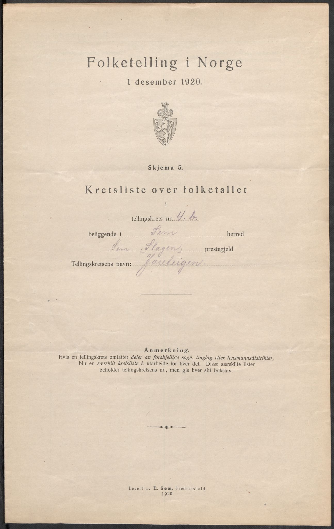 SAKO, 1920 census for Sem, 1920, p. 31