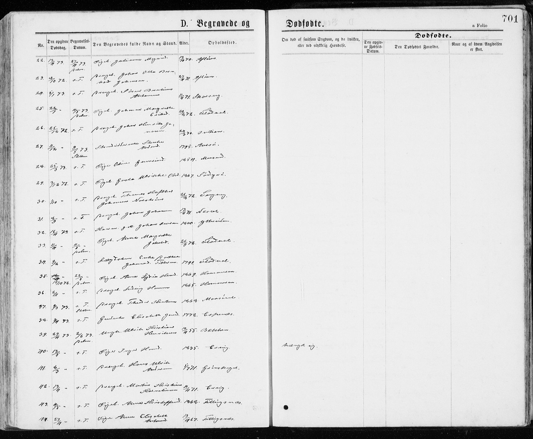 Ministerialprotokoller, klokkerbøker og fødselsregistre - Sør-Trøndelag, SAT/A-1456/640/L0576: Parish register (official) no. 640A01, 1846-1876, p. 701