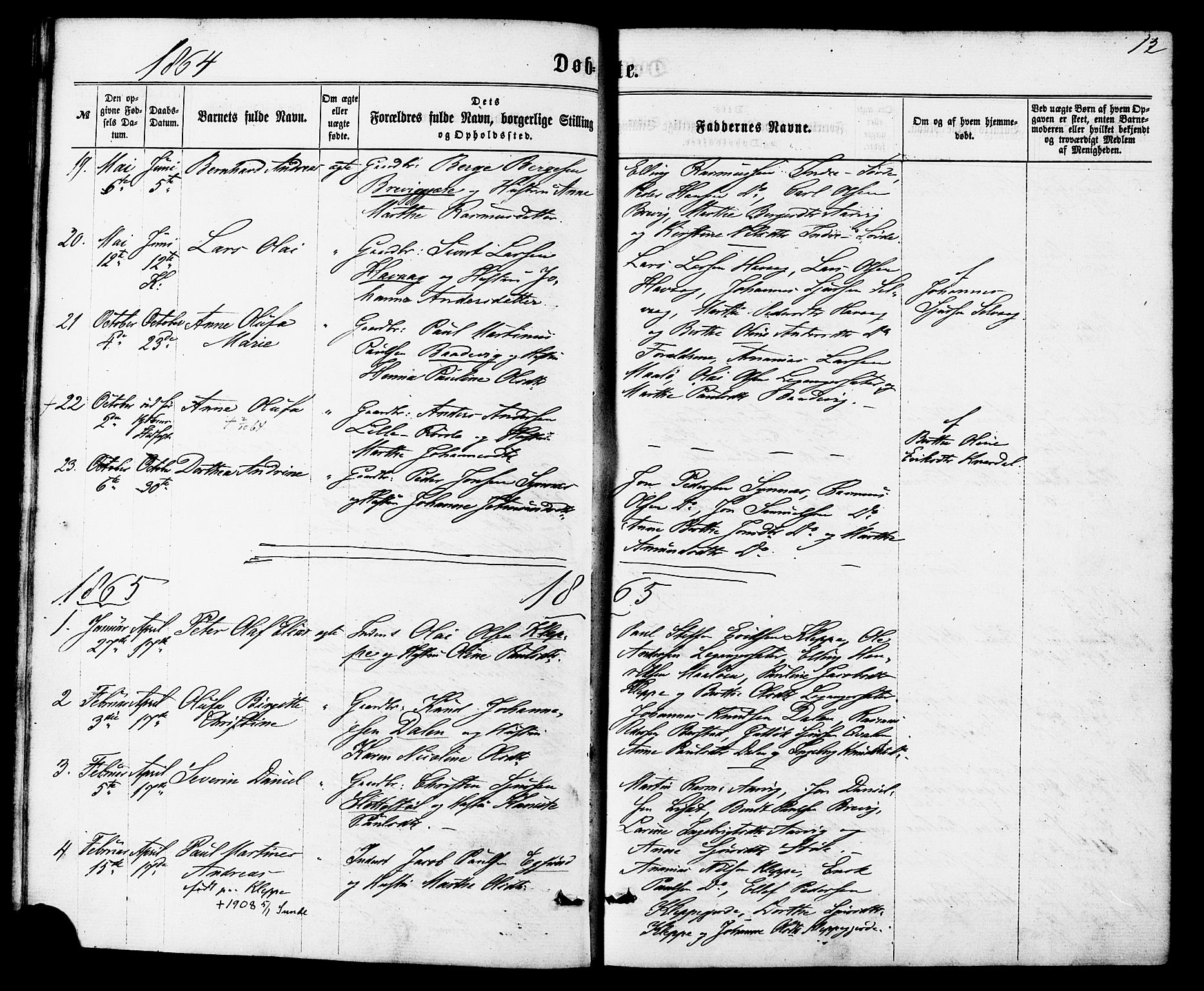 Ministerialprotokoller, klokkerbøker og fødselsregistre - Møre og Romsdal, SAT/A-1454/504/L0055: Parish register (official) no. 504A02, 1861-1884, p. 12