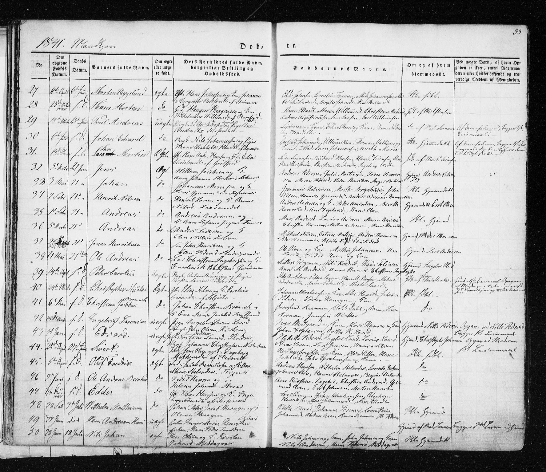 Tromsø sokneprestkontor/stiftsprosti/domprosti, SATØ/S-1343/G/Ga/L0009kirke: Parish register (official) no. 9, 1837-1847, p. 33