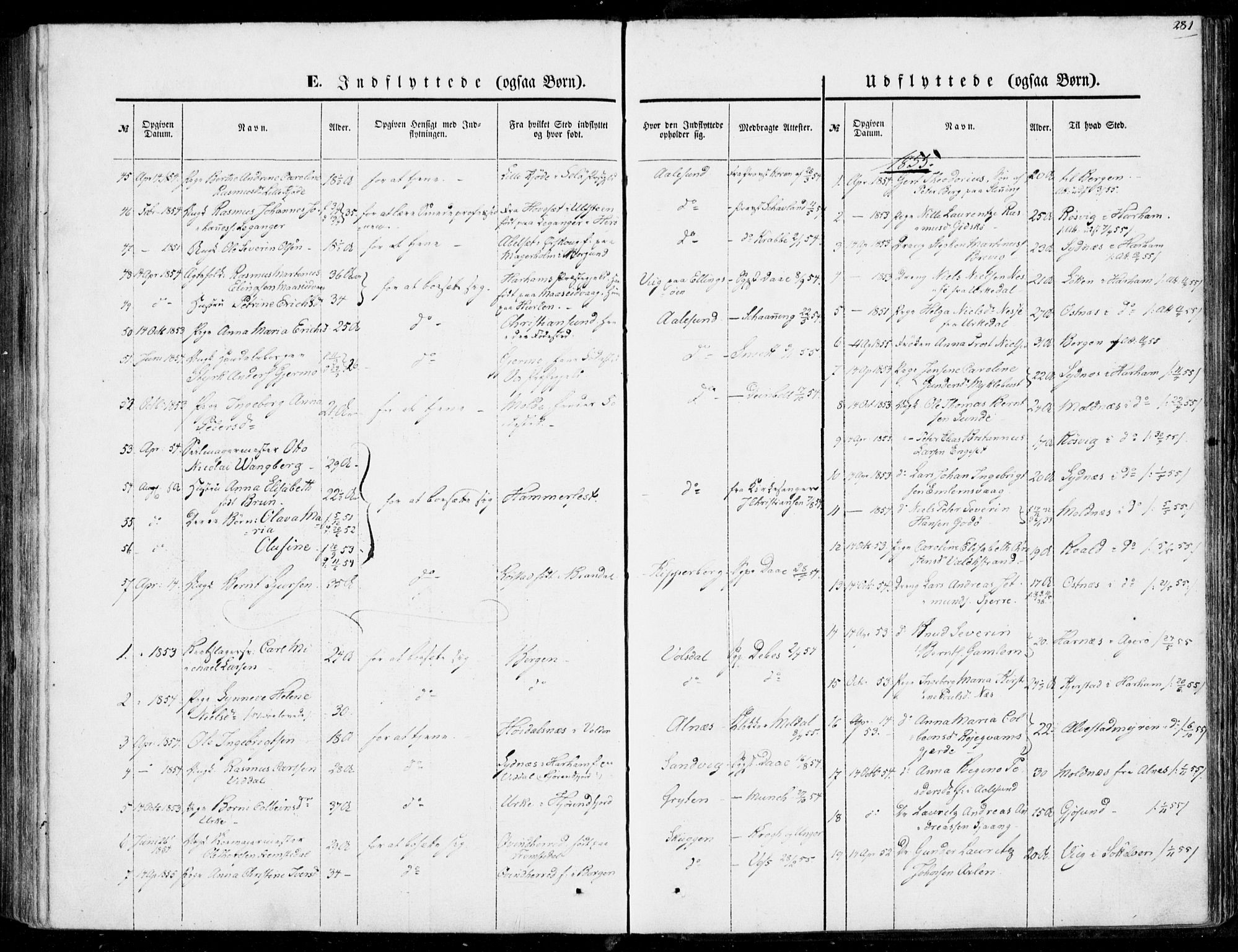 Ministerialprotokoller, klokkerbøker og fødselsregistre - Møre og Romsdal, AV/SAT-A-1454/528/L0397: Parish register (official) no. 528A08, 1848-1858, p. 281