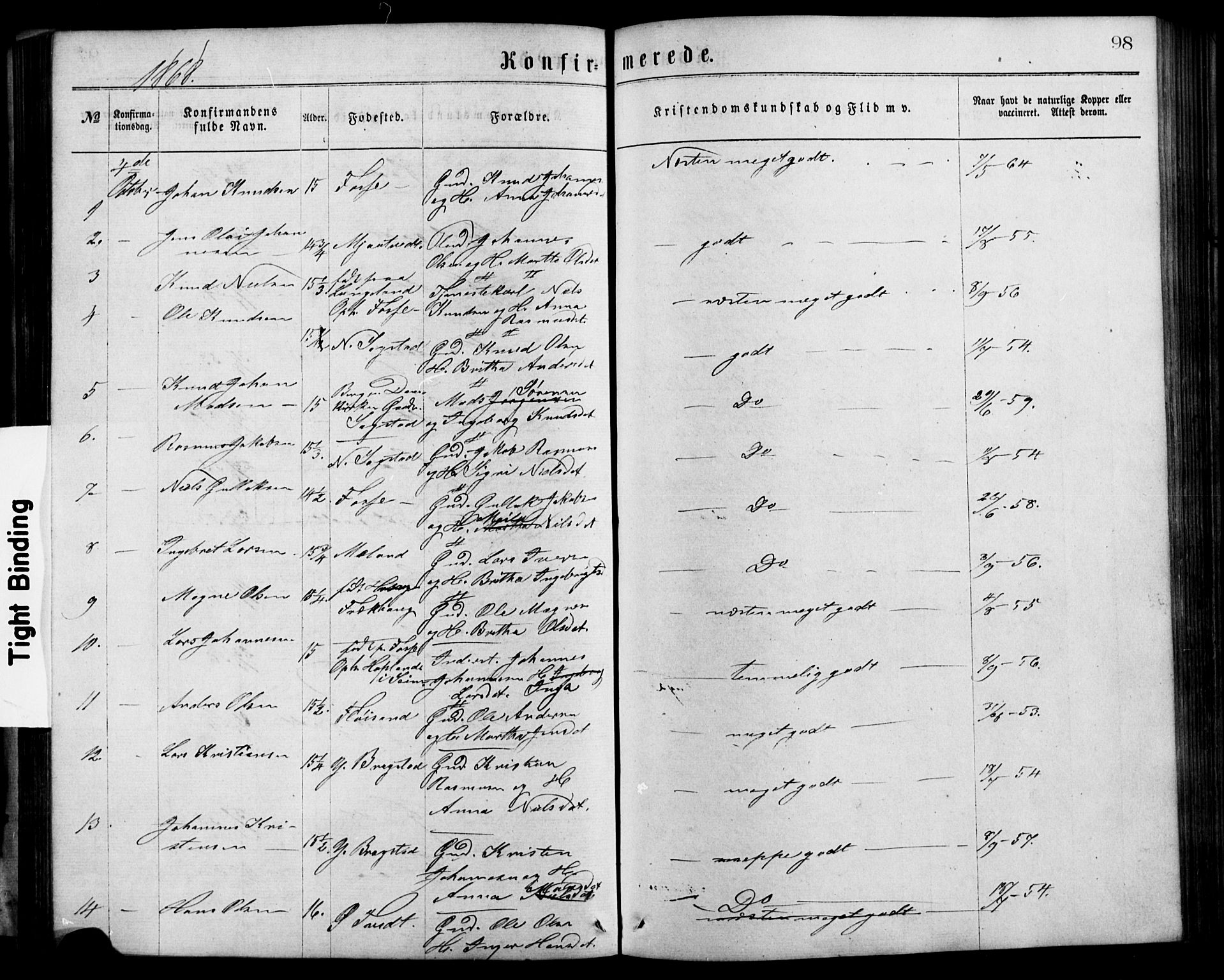Alversund Sokneprestembete, SAB/A-73901/H/Ha/Hab: Parish register (copy) no. C 2, 1867-1880, p. 98