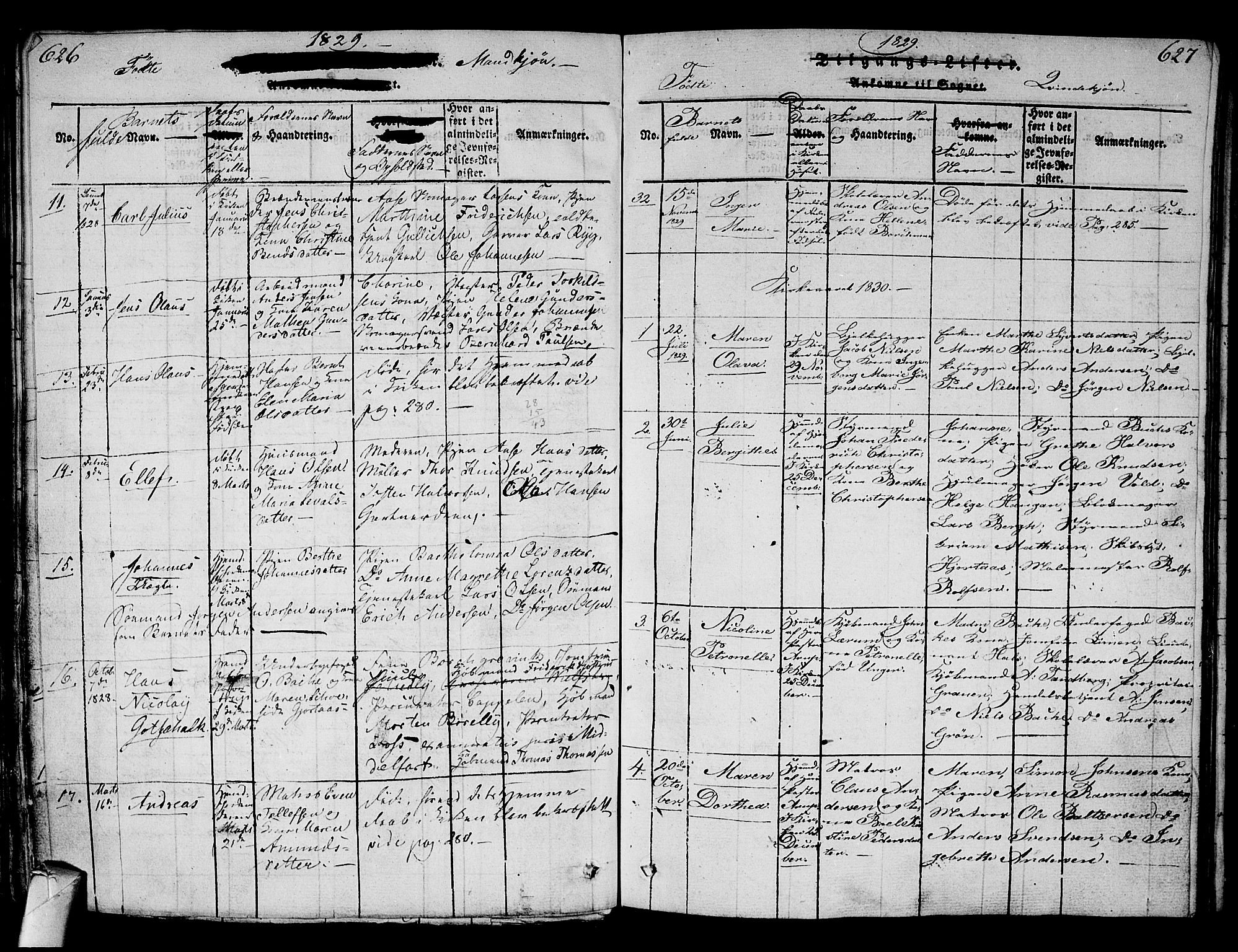 Strømsø kirkebøker, AV/SAKO-A-246/G/Ga/L0001: Parish register (copy) no. 1, 1815-1829, p. 626-627