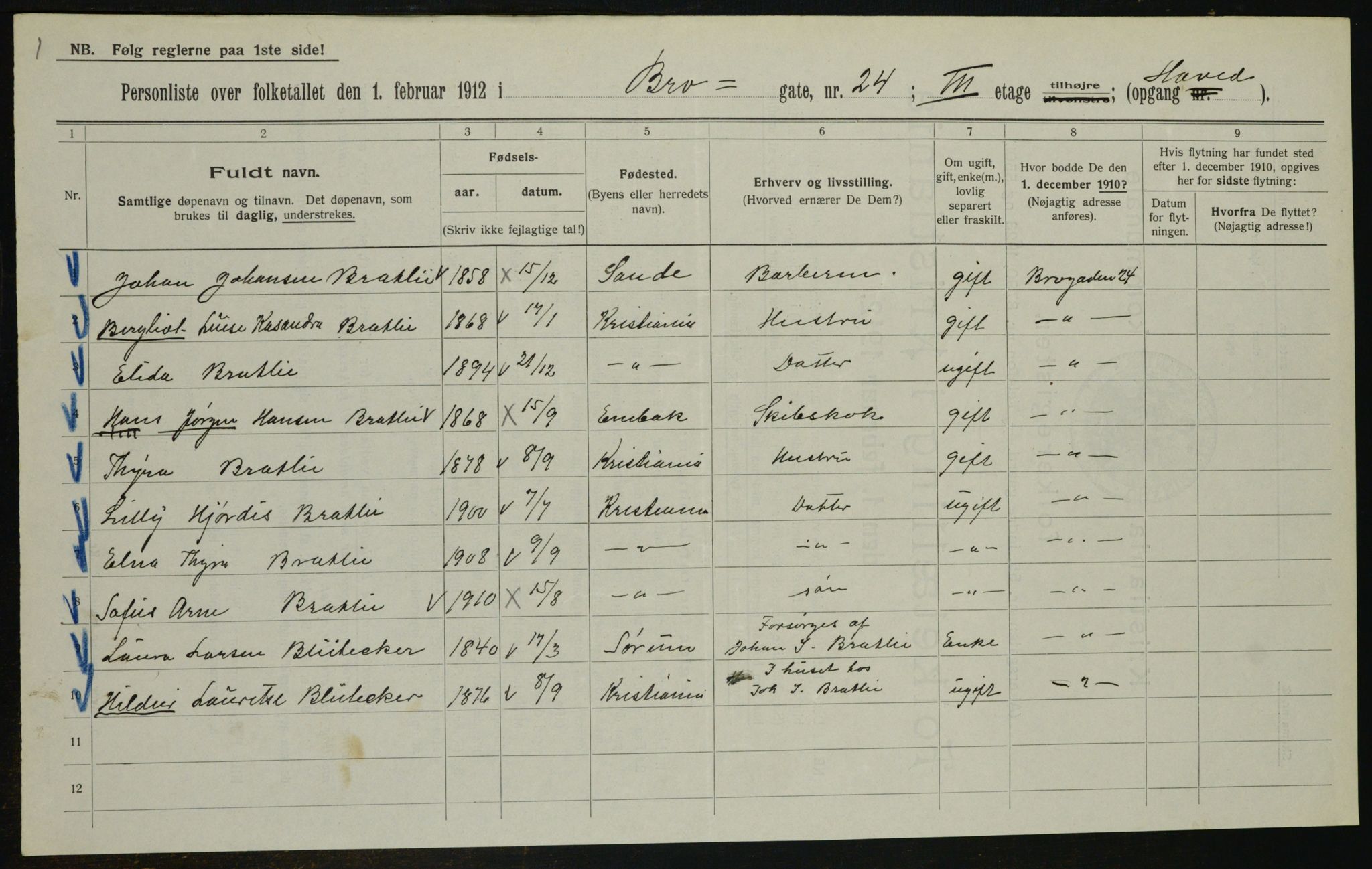 OBA, Municipal Census 1912 for Kristiania, 1912, p. 9880