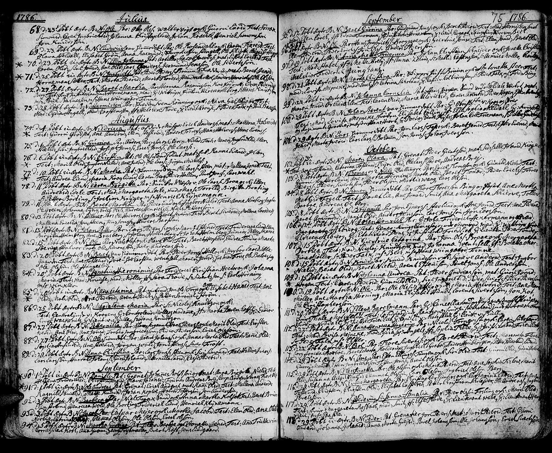 Ministerialprotokoller, klokkerbøker og fødselsregistre - Sør-Trøndelag, SAT/A-1456/601/L0039: Parish register (official) no. 601A07, 1770-1819, p. 75