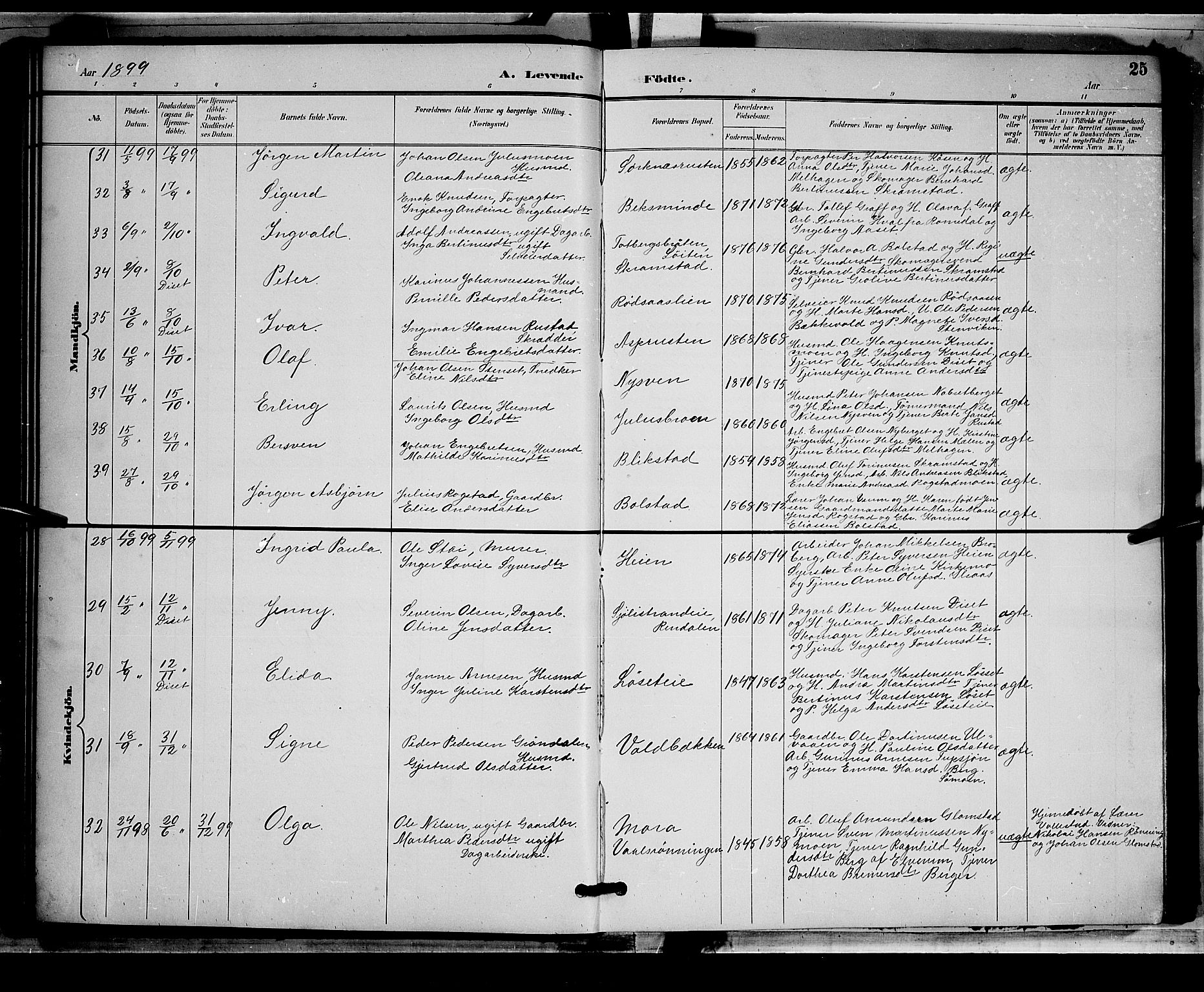 Åmot prestekontor, Hedmark, AV/SAH-PREST-056/H/Ha/Hab/L0002: Parish register (copy) no. 2, 1896-1906, p. 25
