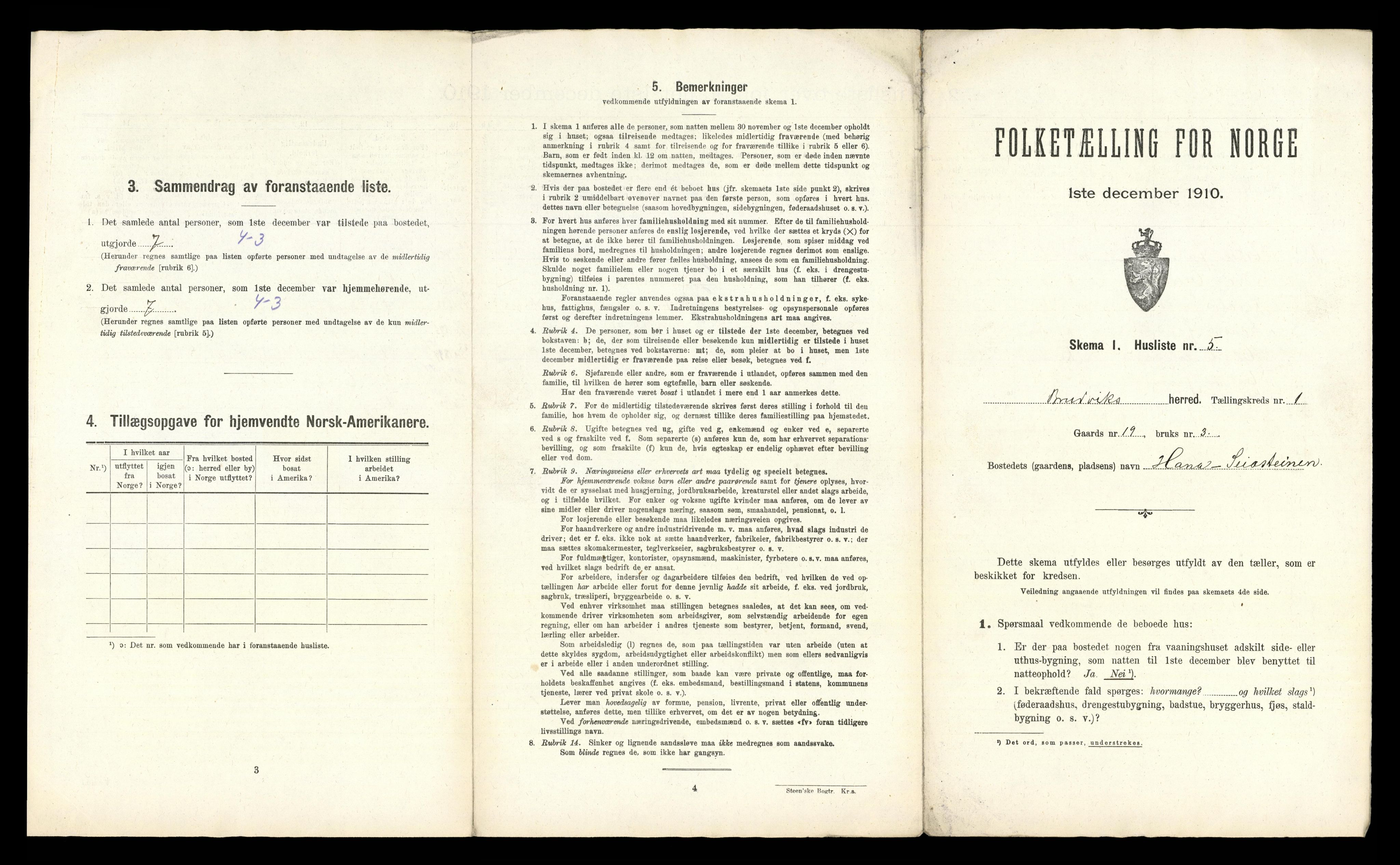 RA, 1910 census for Bruvik, 1910, p. 64