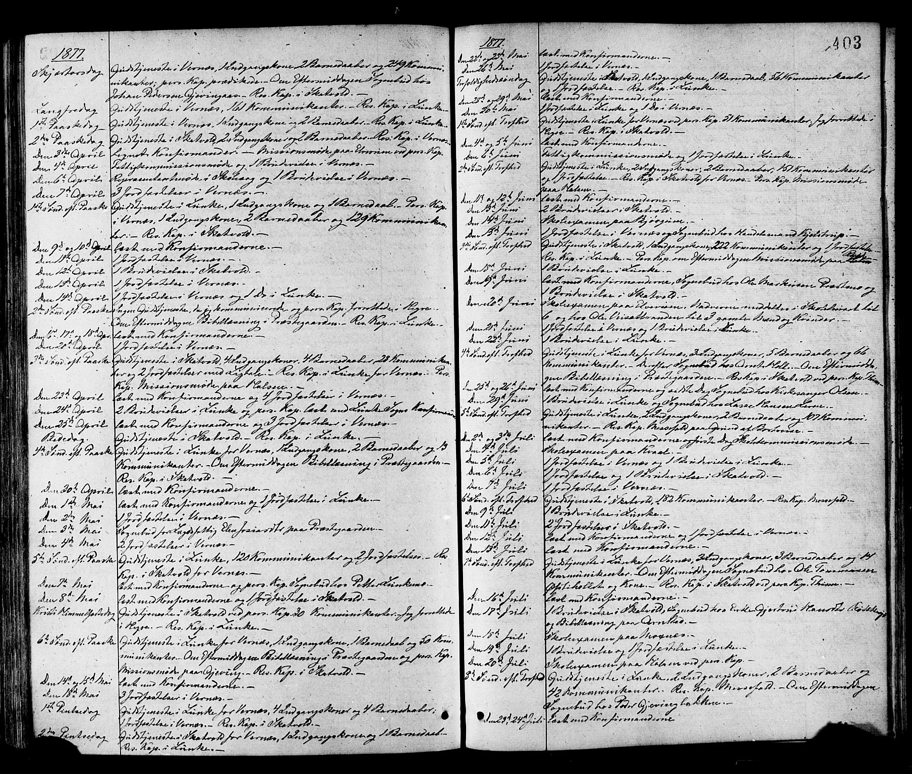 Ministerialprotokoller, klokkerbøker og fødselsregistre - Nord-Trøndelag, SAT/A-1458/709/L0076: Parish register (official) no. 709A16, 1871-1879, p. 403