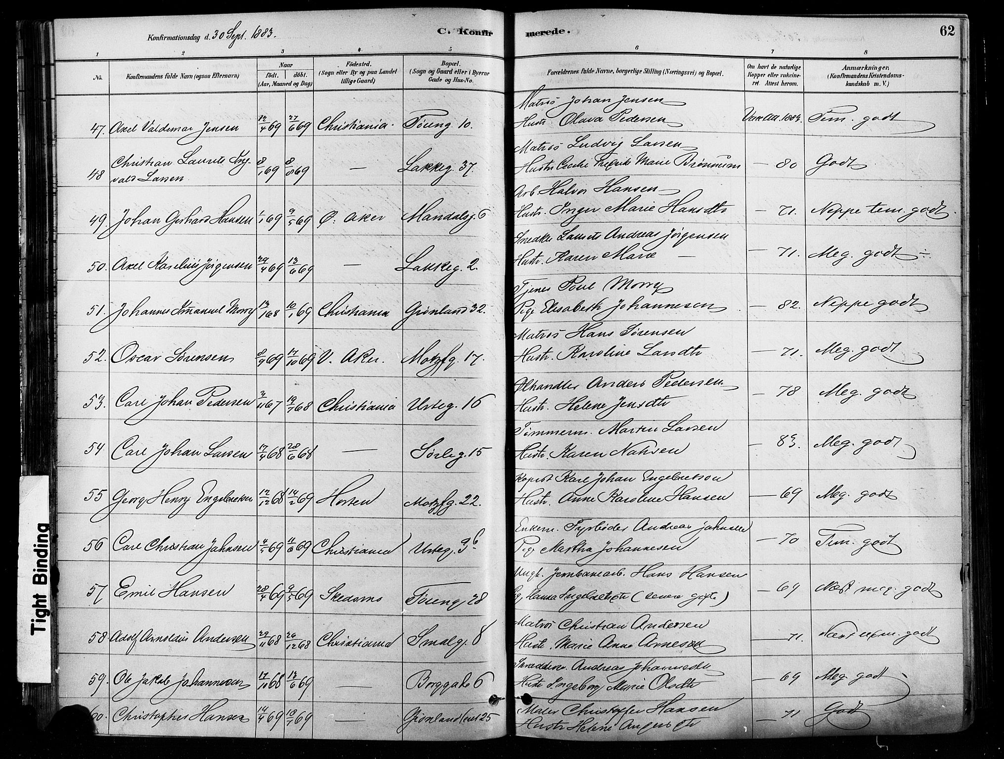 Grønland prestekontor Kirkebøker, SAO/A-10848/F/Fa/L0008: Parish register (official) no. 8, 1881-1893, p. 62