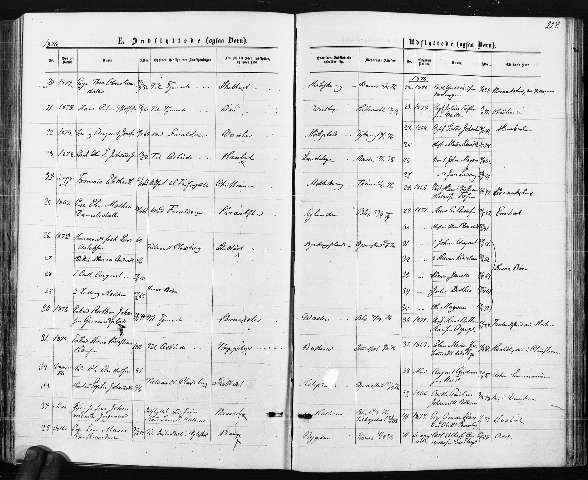 Spydeberg prestekontor Kirkebøker, SAO/A-10924/F/Fa/L0007: Parish register (official) no. I 7, 1875-1885, p. 224