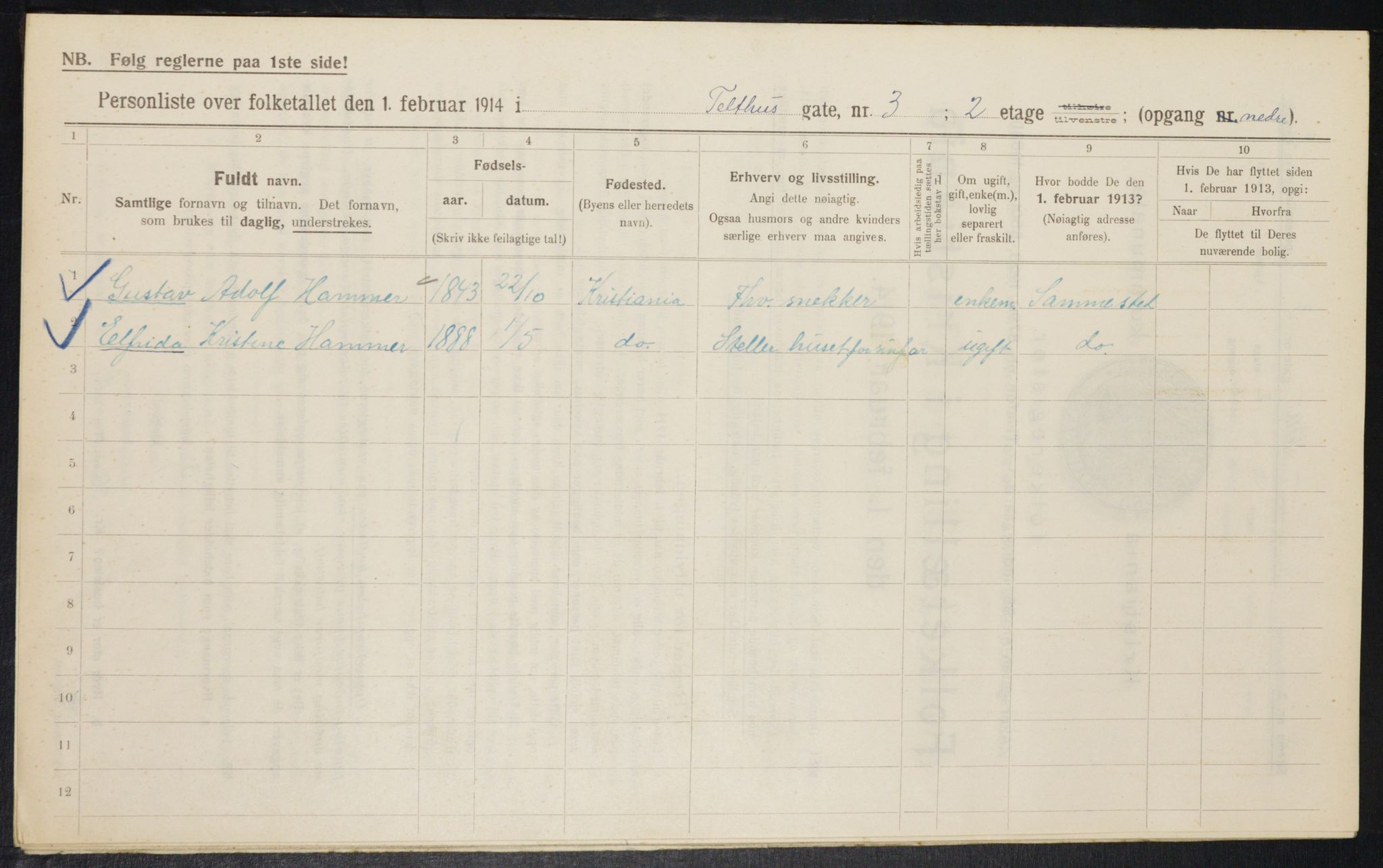 OBA, Municipal Census 1914 for Kristiania, 1914, p. 108427