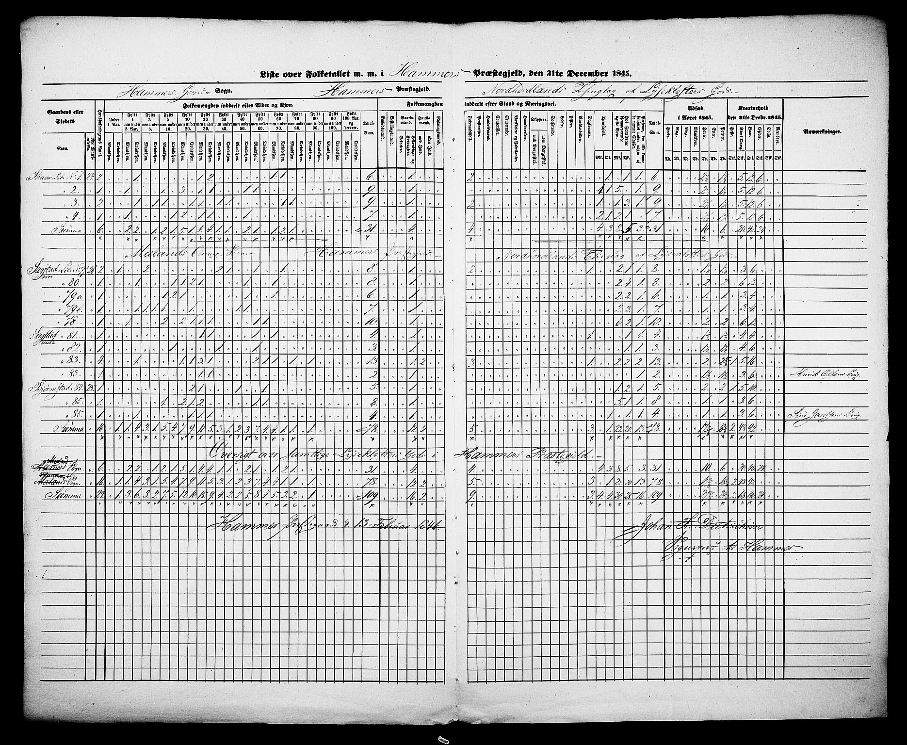 , Census 1845 for Hamre, 1845, p. 22