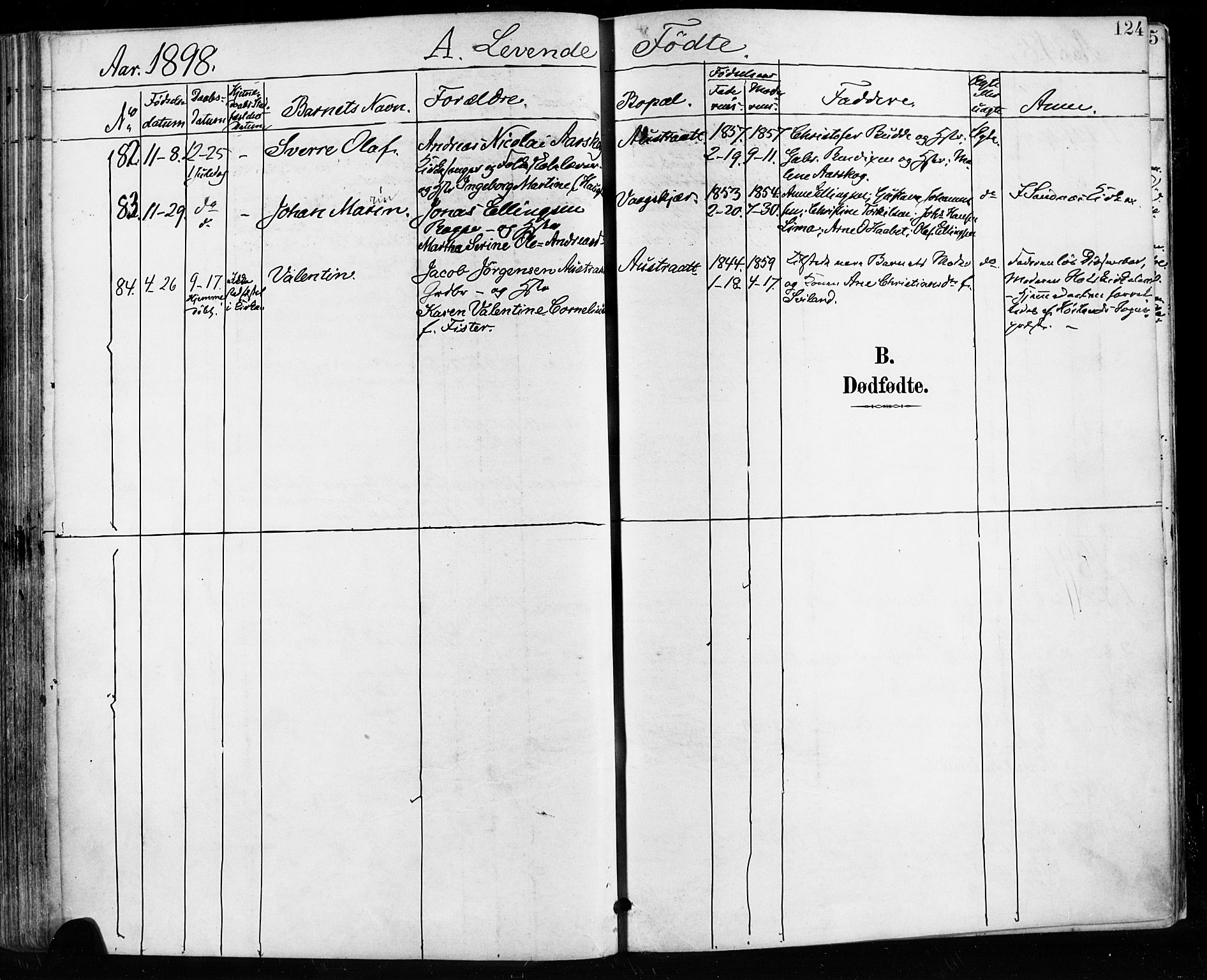 Høyland sokneprestkontor, SAST/A-101799/001/30BA/L0013: Parish register (official) no. A 13.1, 1889-1898, p. 124