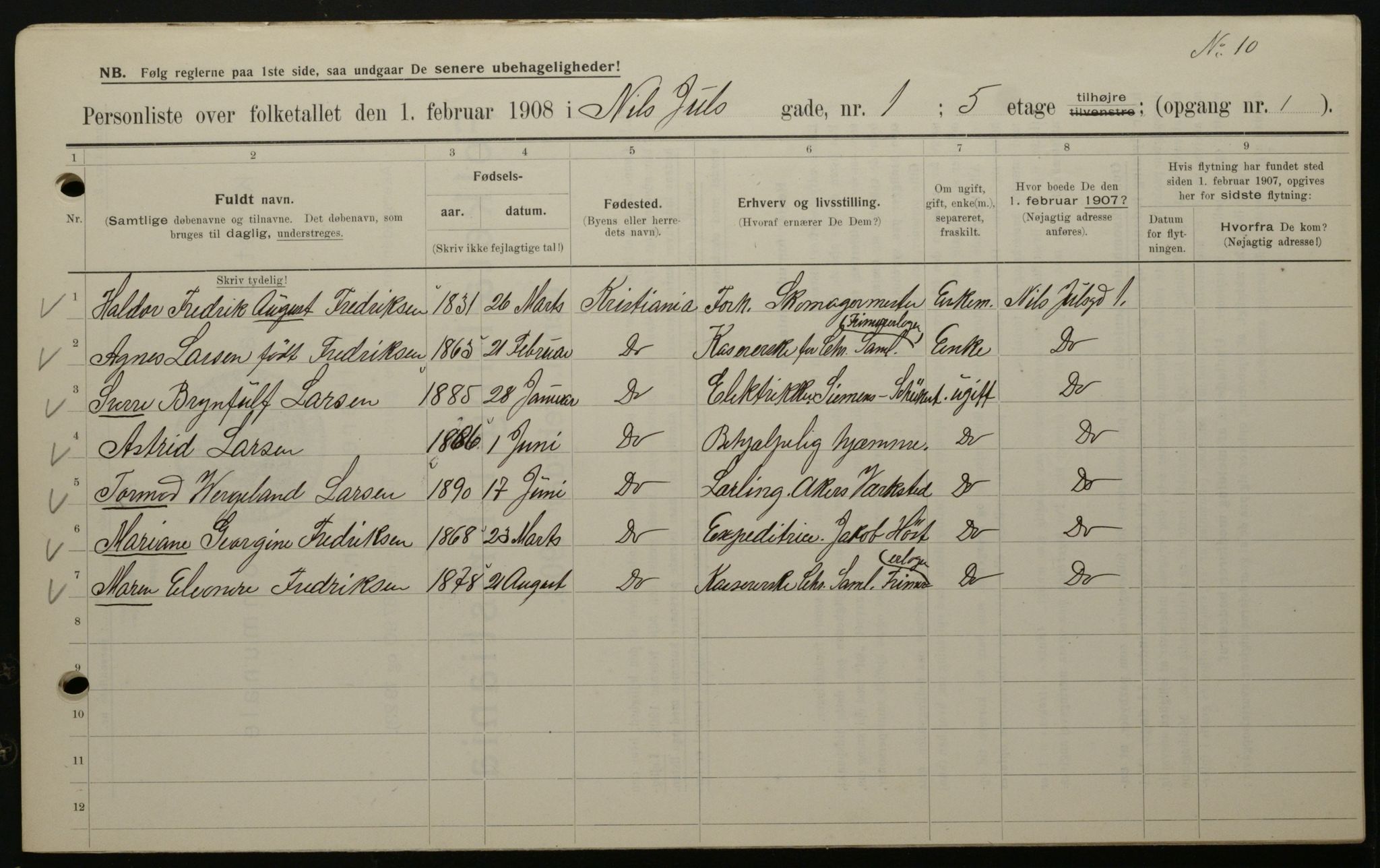 OBA, Municipal Census 1908 for Kristiania, 1908, p. 62871