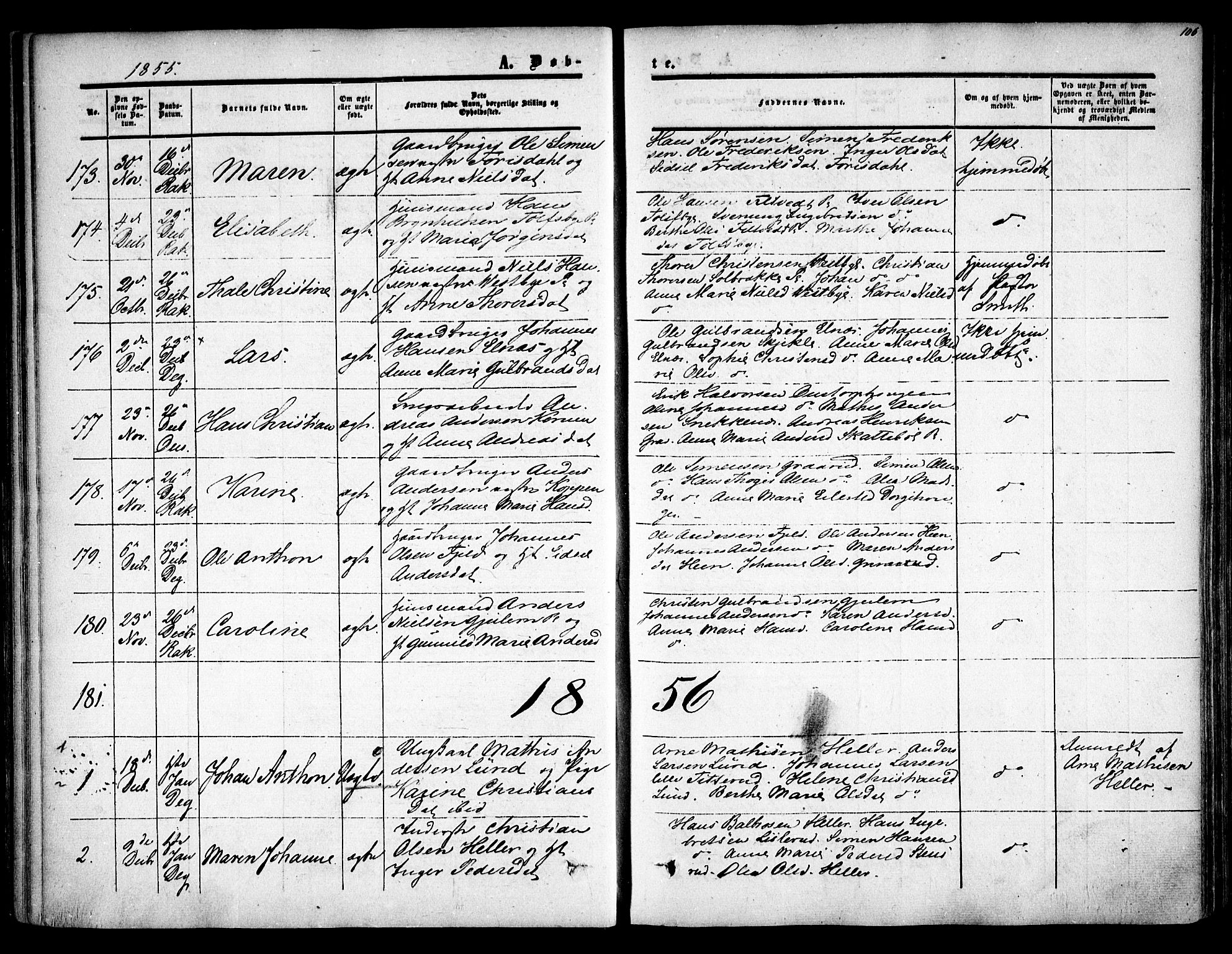 Rakkestad prestekontor Kirkebøker, SAO/A-2008/F/Fa/L0009: Parish register (official) no. I 9, 1850-1856, p. 106