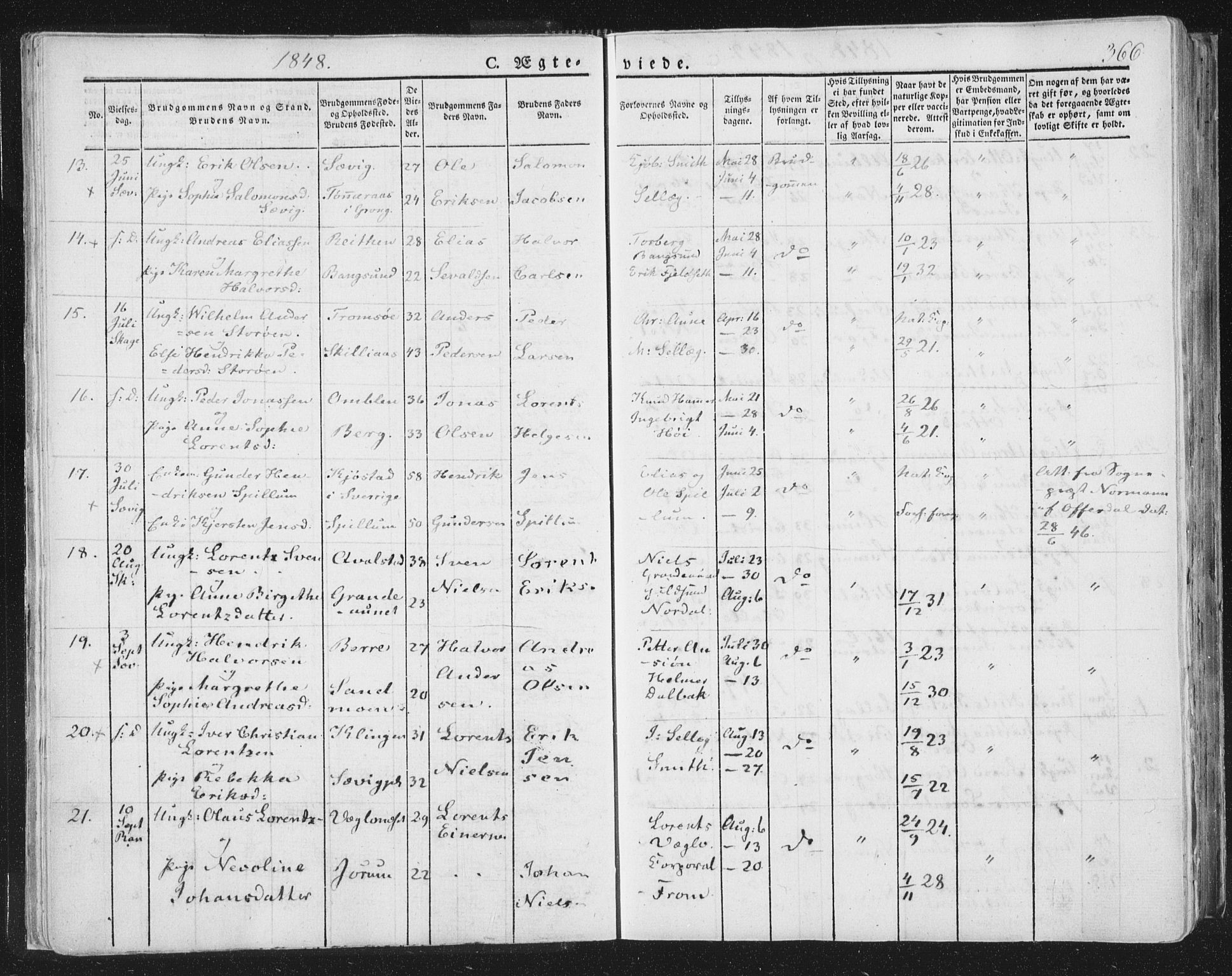 Ministerialprotokoller, klokkerbøker og fødselsregistre - Nord-Trøndelag, AV/SAT-A-1458/764/L0552: Parish register (official) no. 764A07b, 1824-1865, p. 366