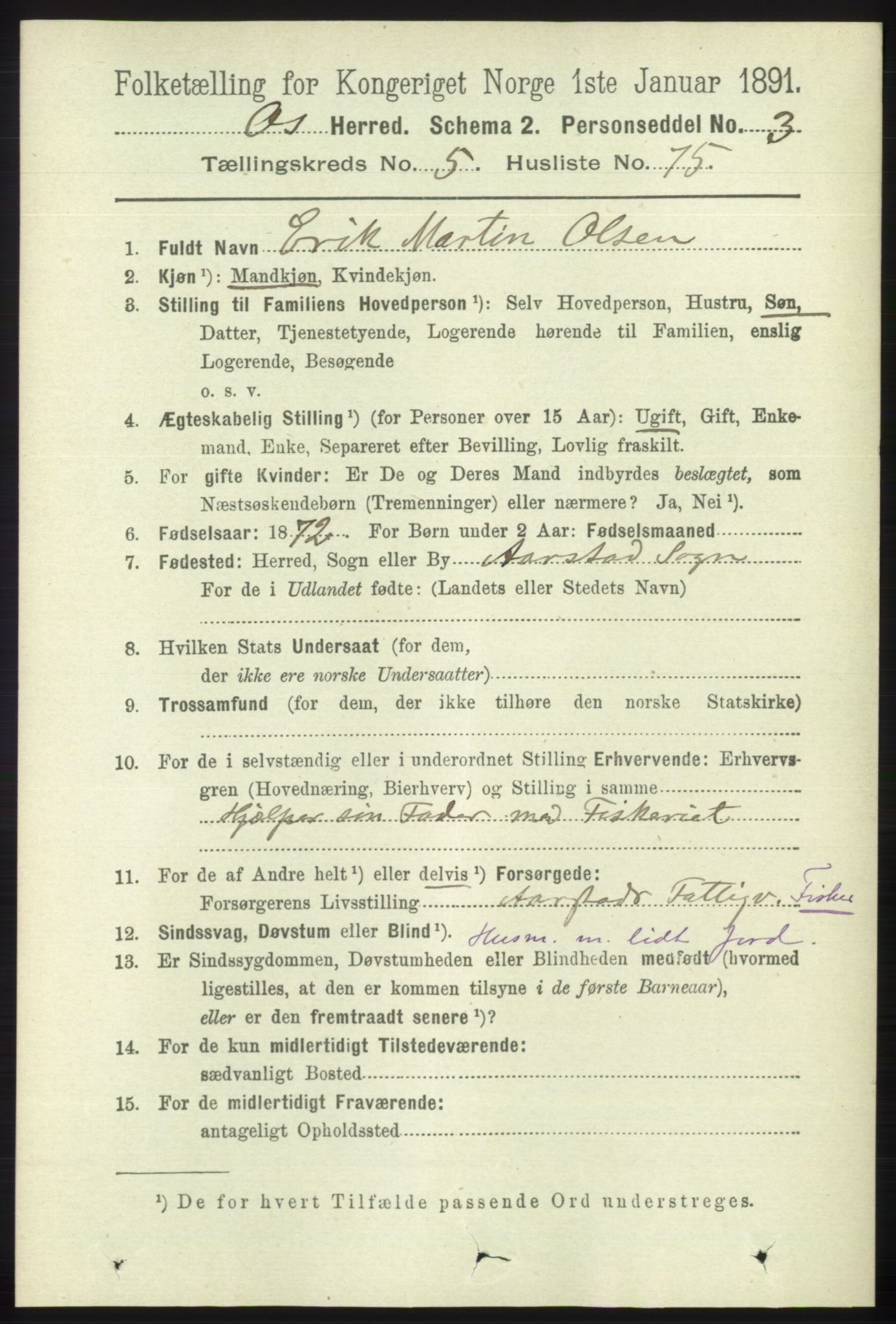 RA, 1891 census for 1243 Os, 1891, p. 1400